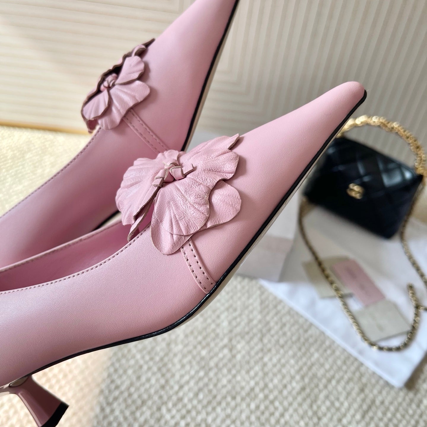 Jimmy Choo Skye Corsage Pump 4.5cm Pink Sheepskin 669831