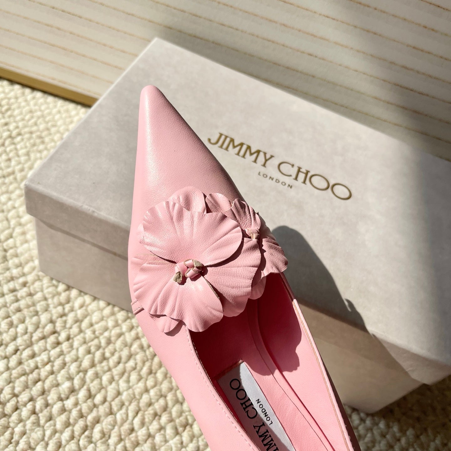 Jimmy Choo Skye Corsage Pump 4.5cm Pink Sheepskin 669831