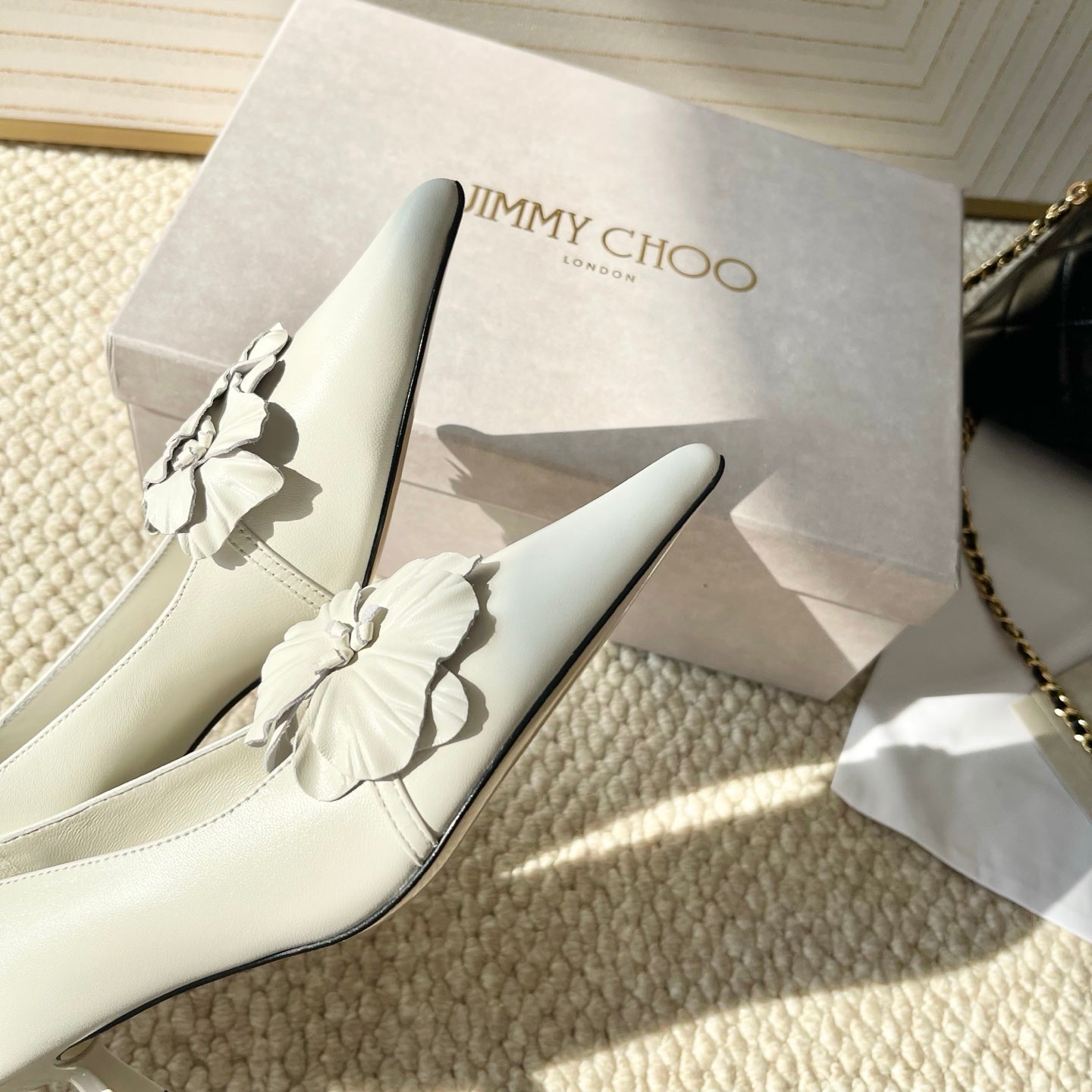 Jimmy Choo Skye Corsage Pump 4.5cm White Sheepskin 669837
