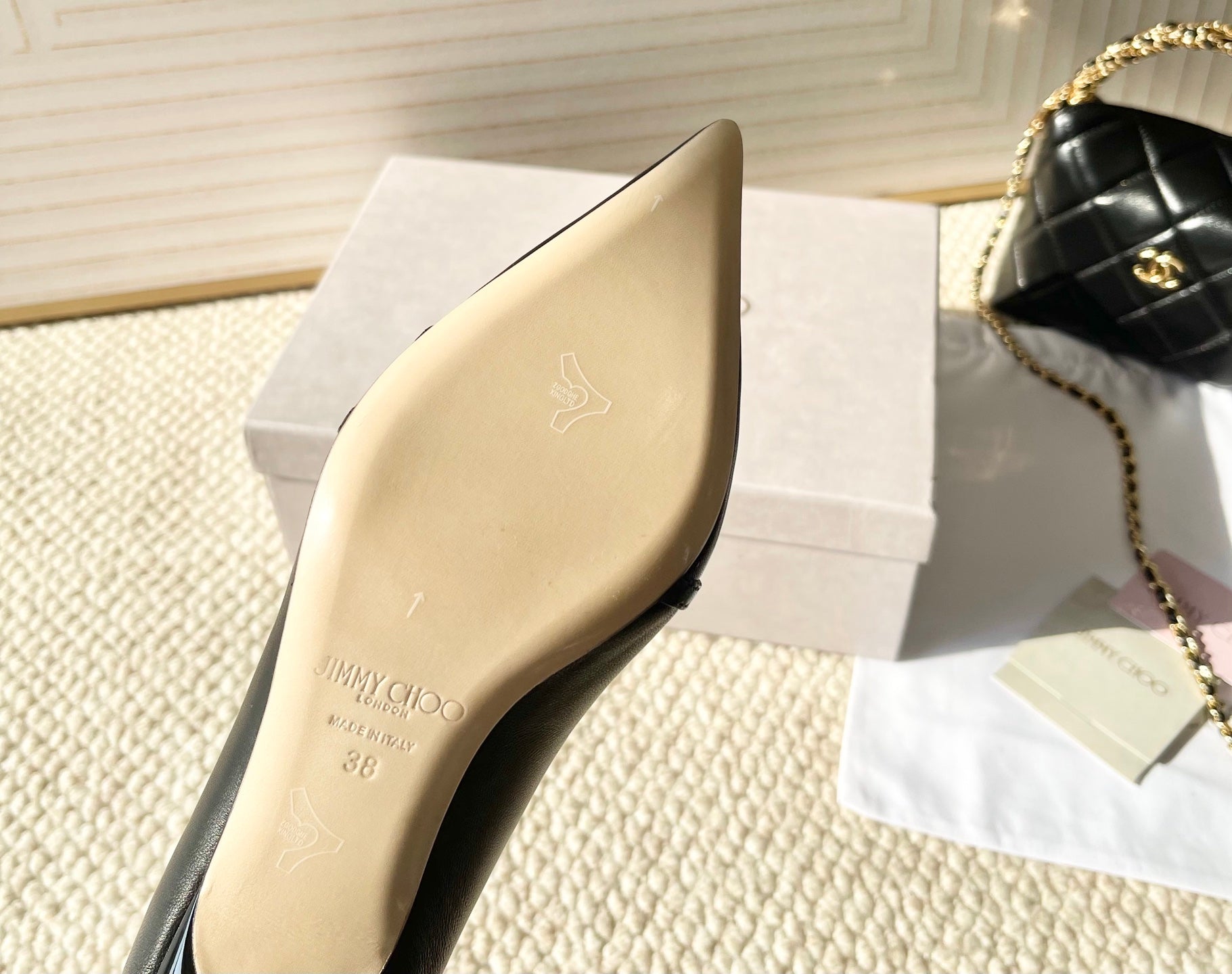Jimmy Choo Skye Corsage Pump 4.5cm Black Sheepskin 669842