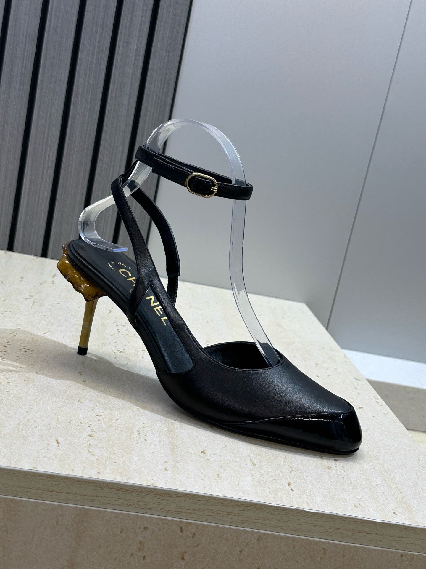 CC 2026 Couture Slingback Mushroom Heels Black Patent Leather 787181