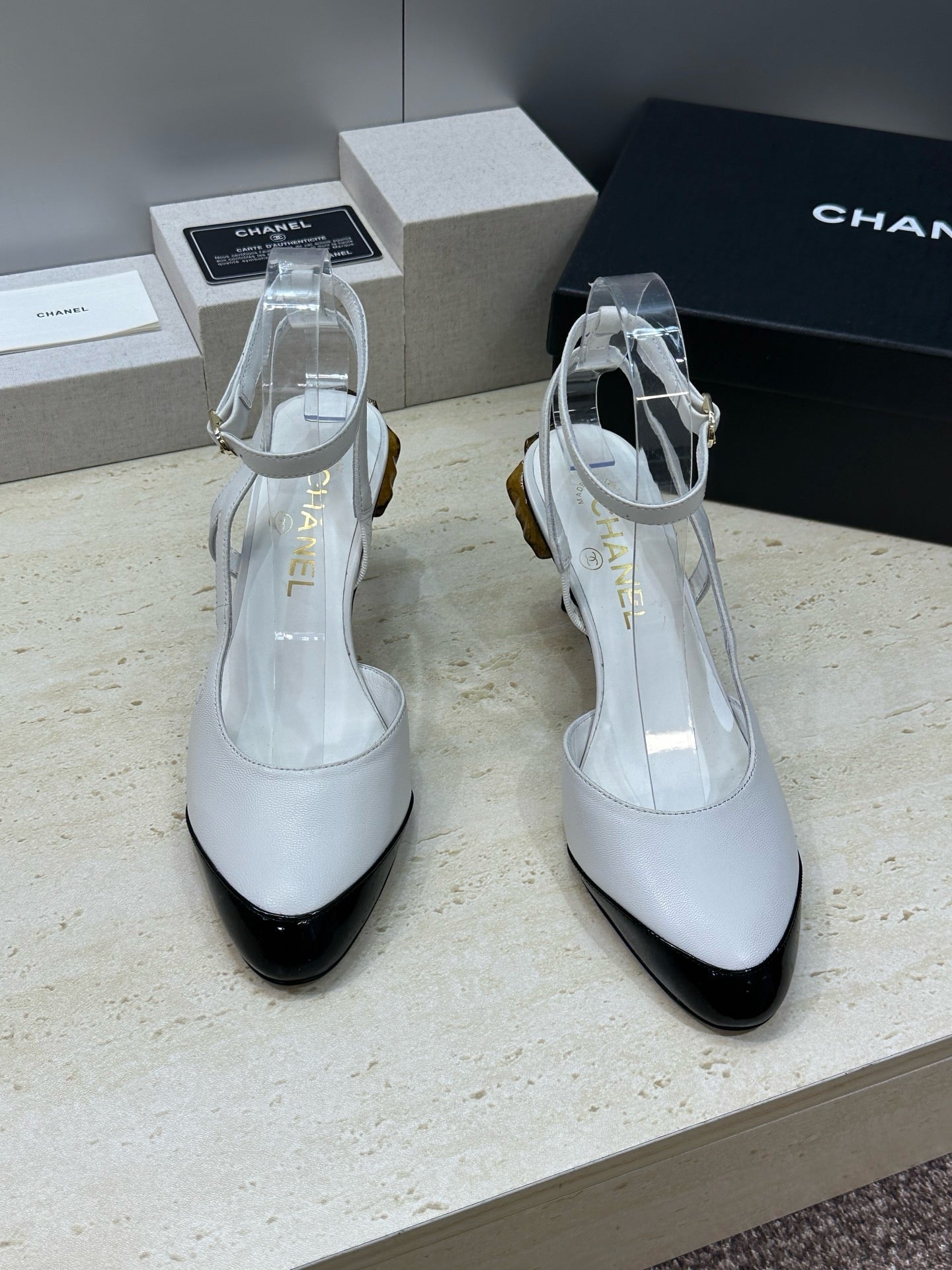 CC 2026 Couture Slingback Mushroom Heels White Patent Leather 787183