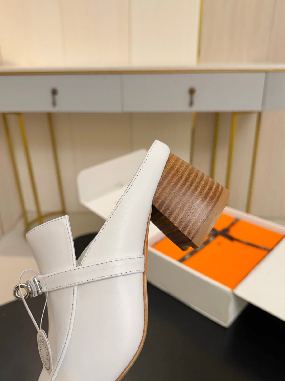 HM Blossom Mule 65mm White Leather 200029
