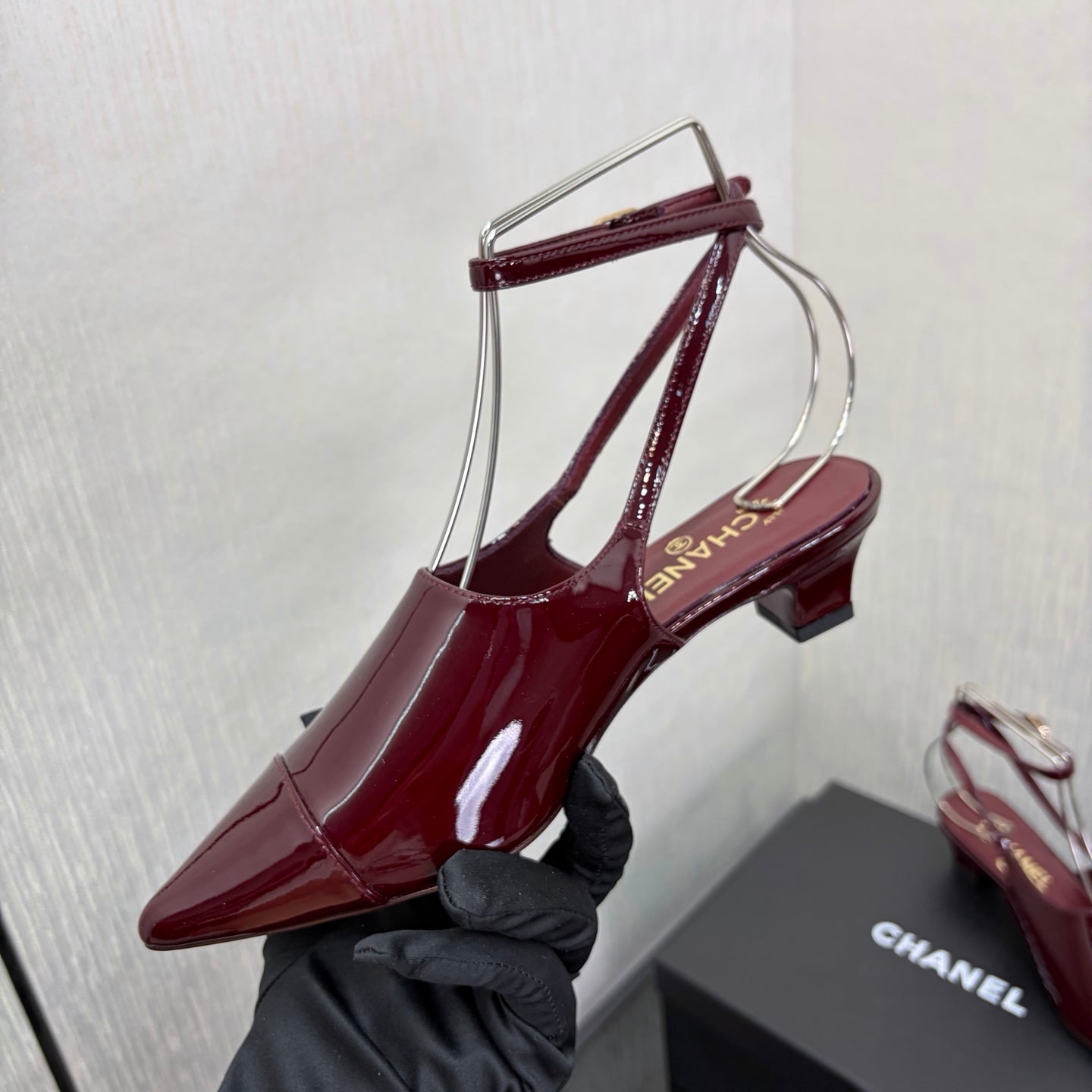 CC 2026 Slingback 4cm Burgundy Patent Leather 688714