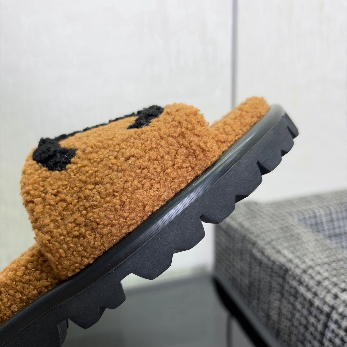 CC 26s Shearling Slide Flat Mules Brown Black Wool 128099