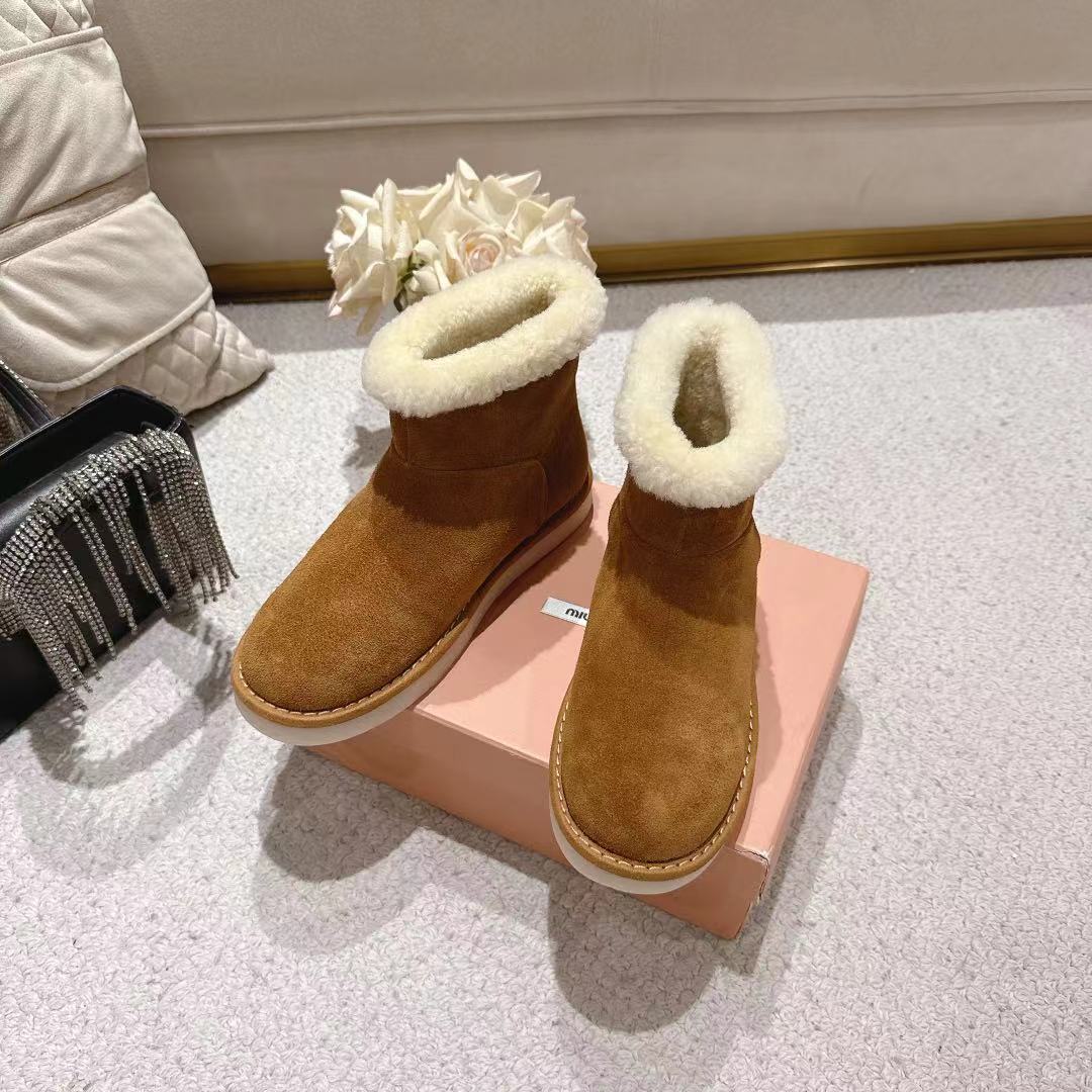 Miumiu 25 Boot Brown Mix White Suede Wool 510245