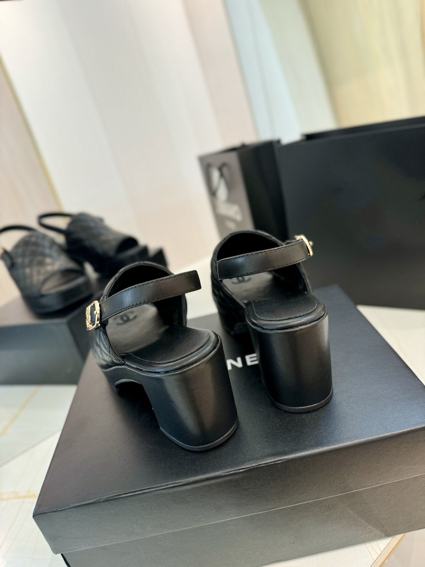 high heel 100 slingback sandal black quilted calfskin