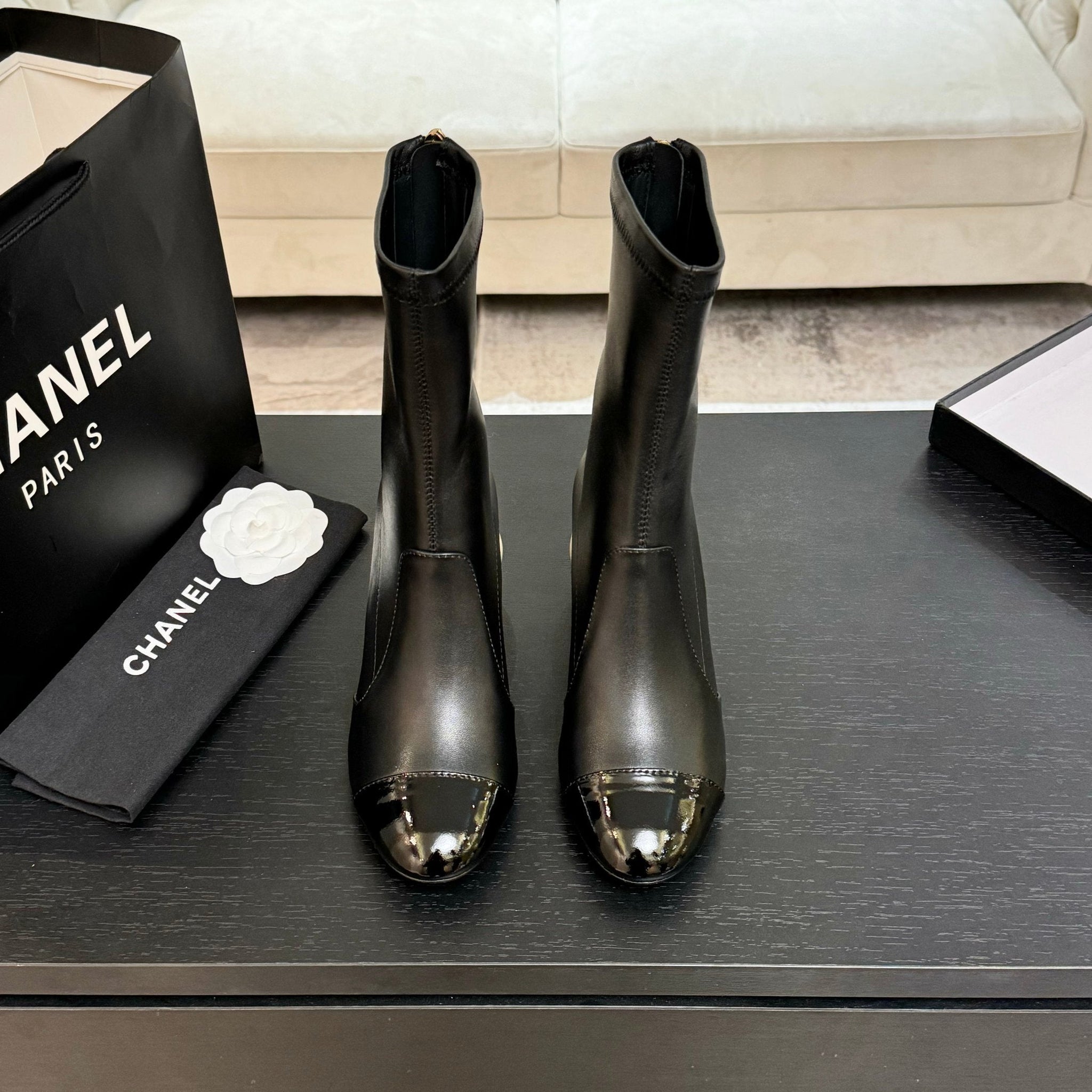CC Pearl Boots 65mm In Black Calfskin
