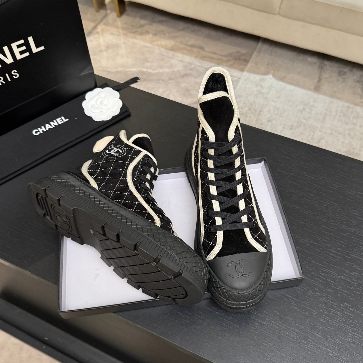 CC 26s High-Top Trainer Sneakers Black Velvet 106818