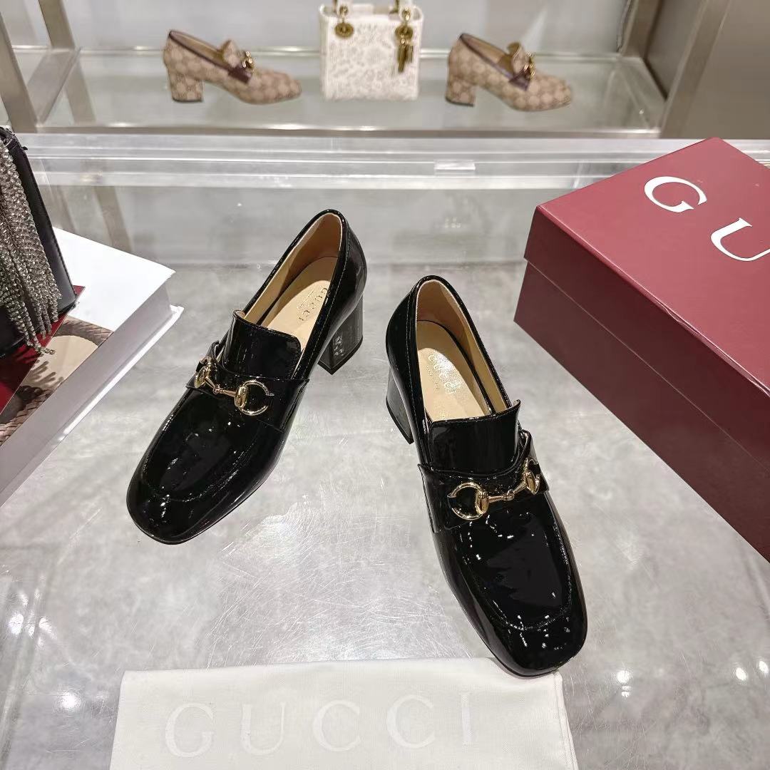 GG Women's Loafer Pump 55mm Horsebit Black Patent leather 502603