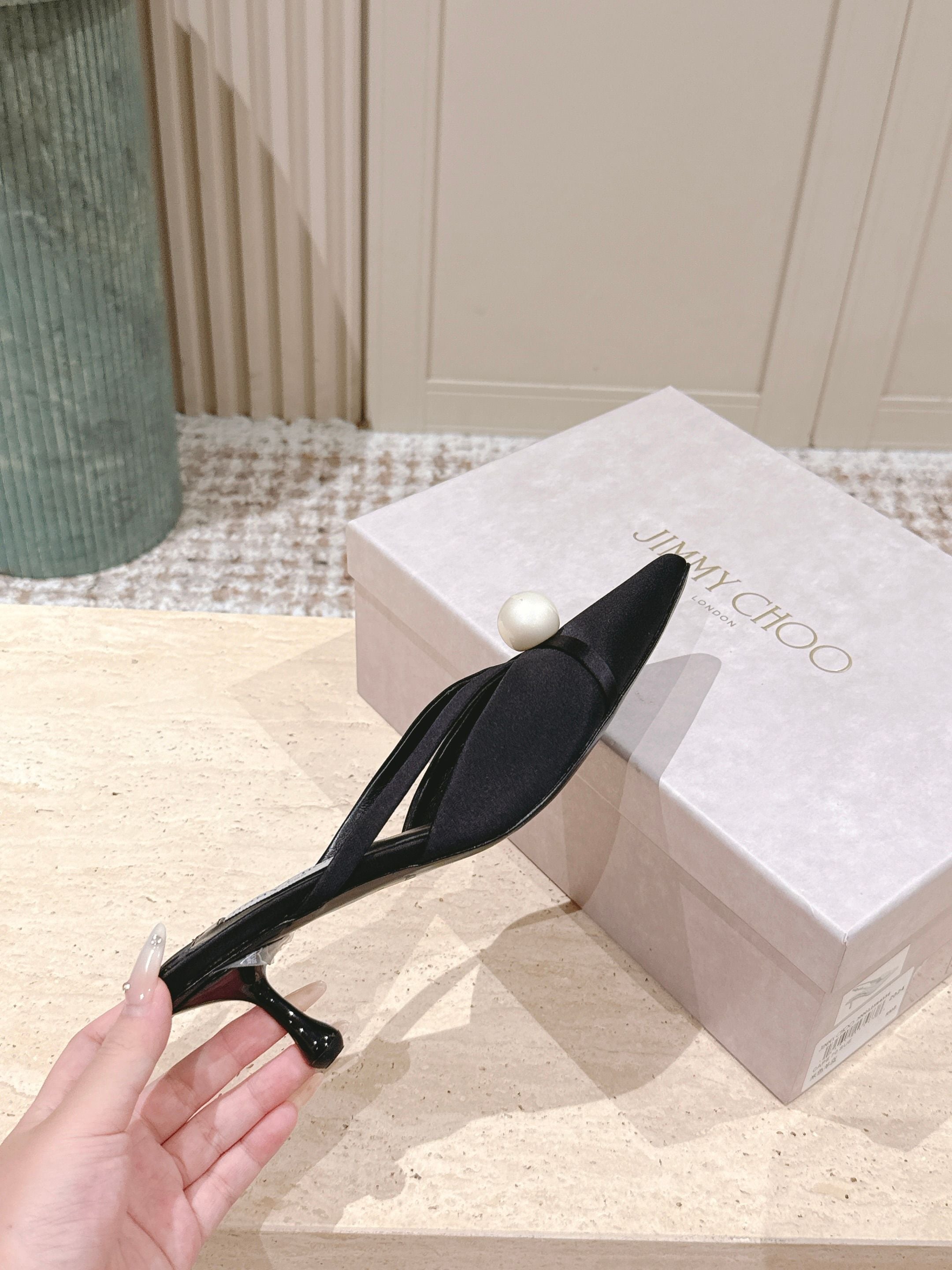 Jimmy Sana Mule 50mm Black Satin Fabric 431842