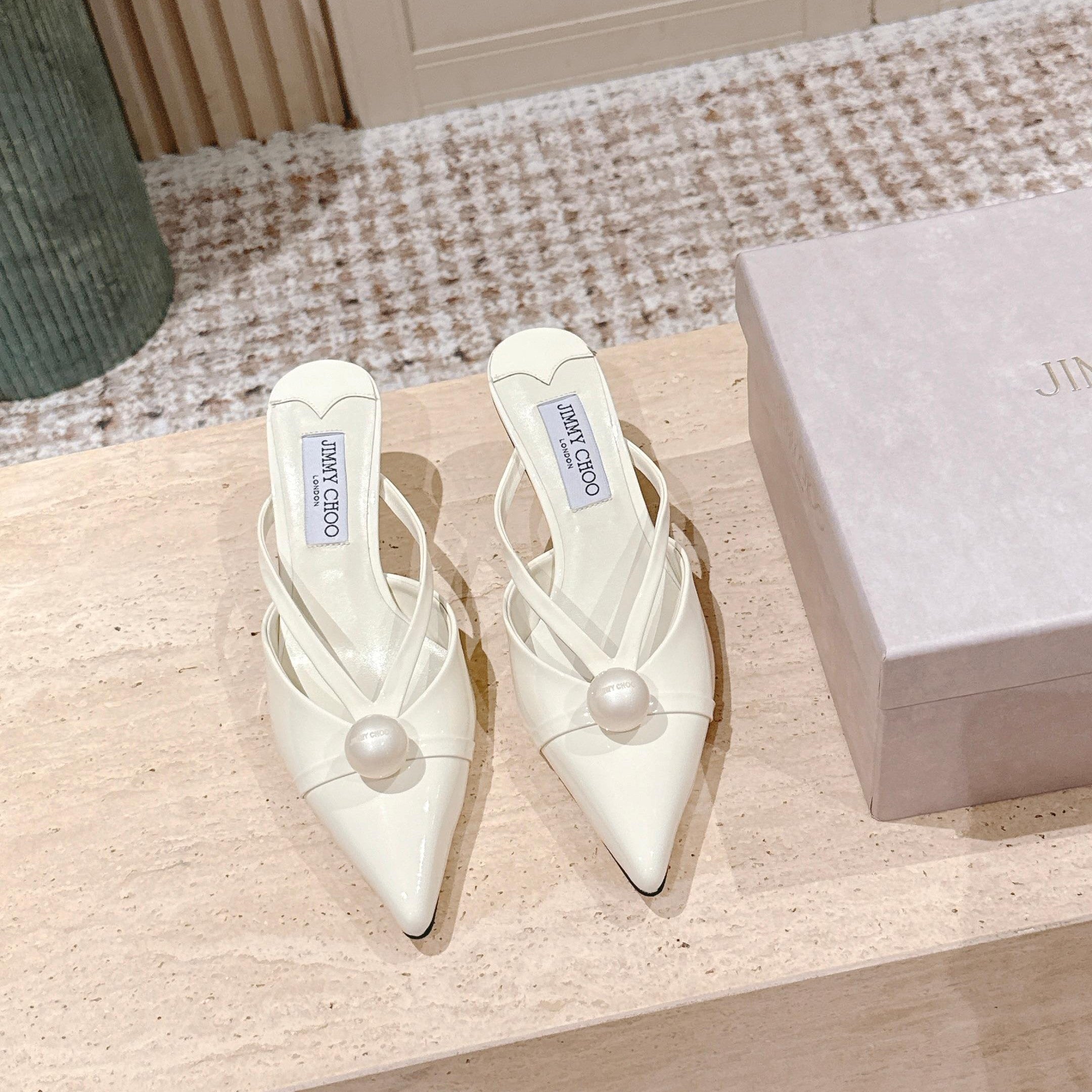 Jimmy Sana Mule 50mm White Patent Leather 431844