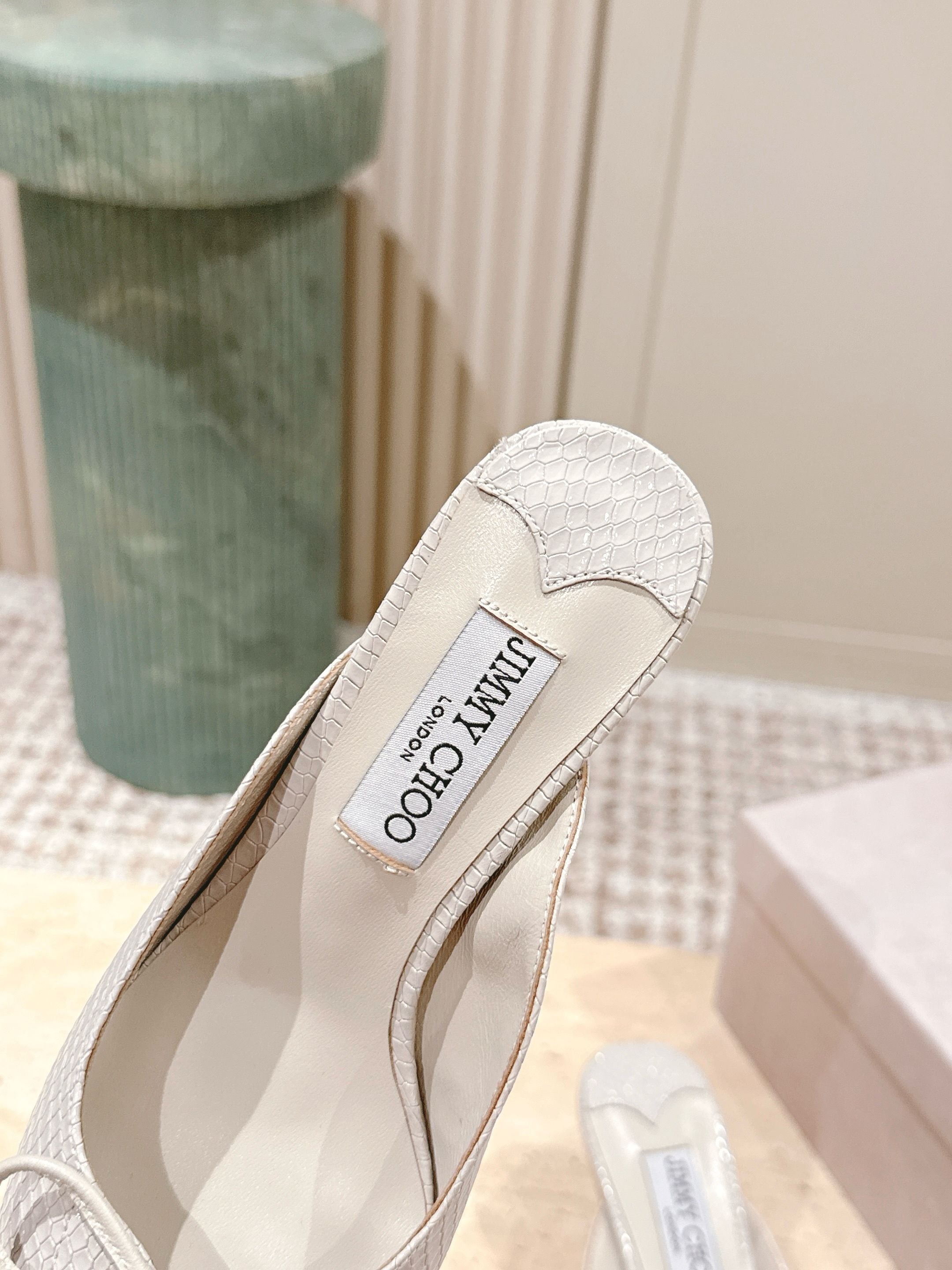 Jimmy Snake Embossed Scarlett Mule 50mm White Cowhide 431847