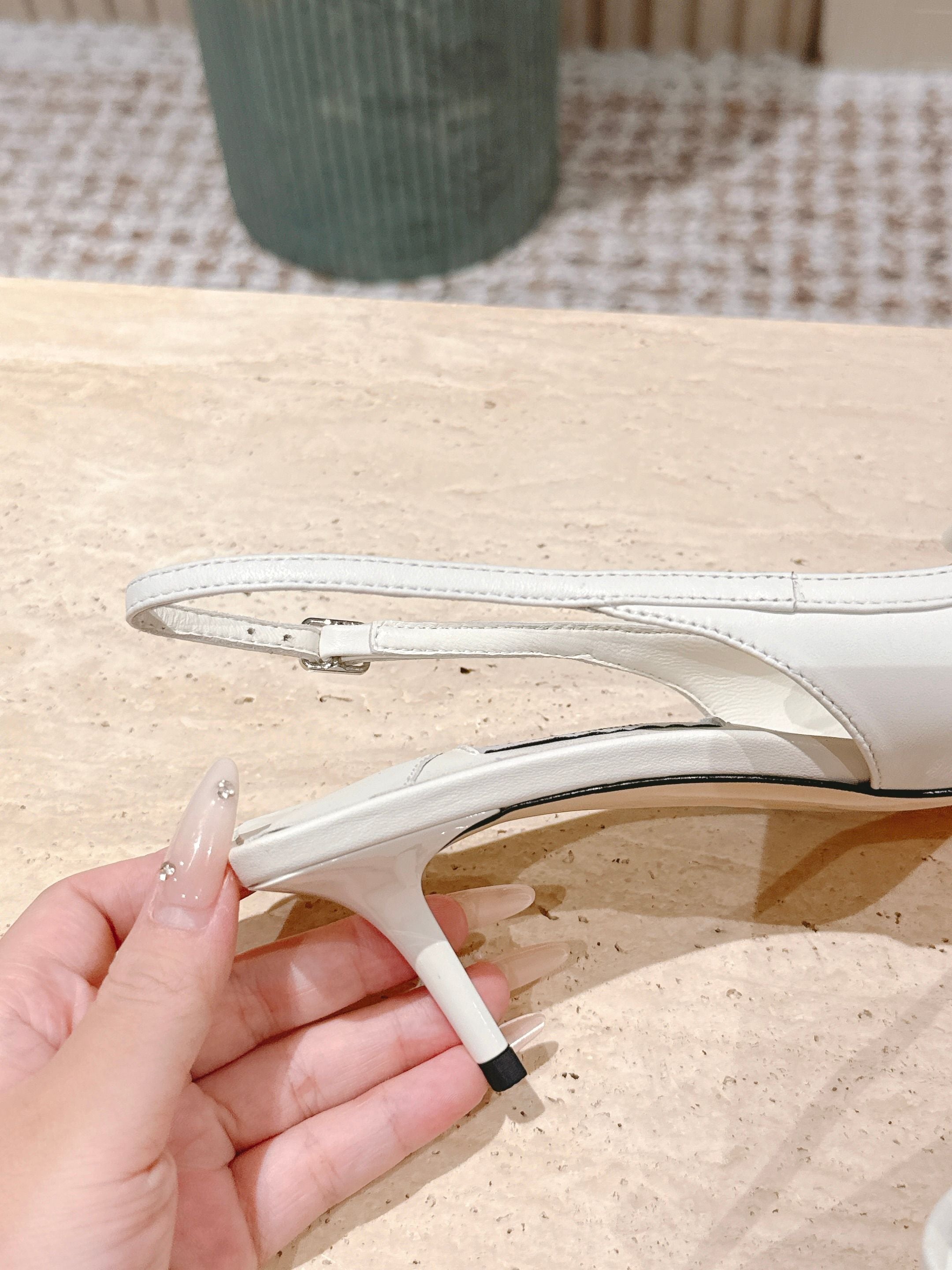 Jimmy Frances Slingback 60mm White Cowhide 431856