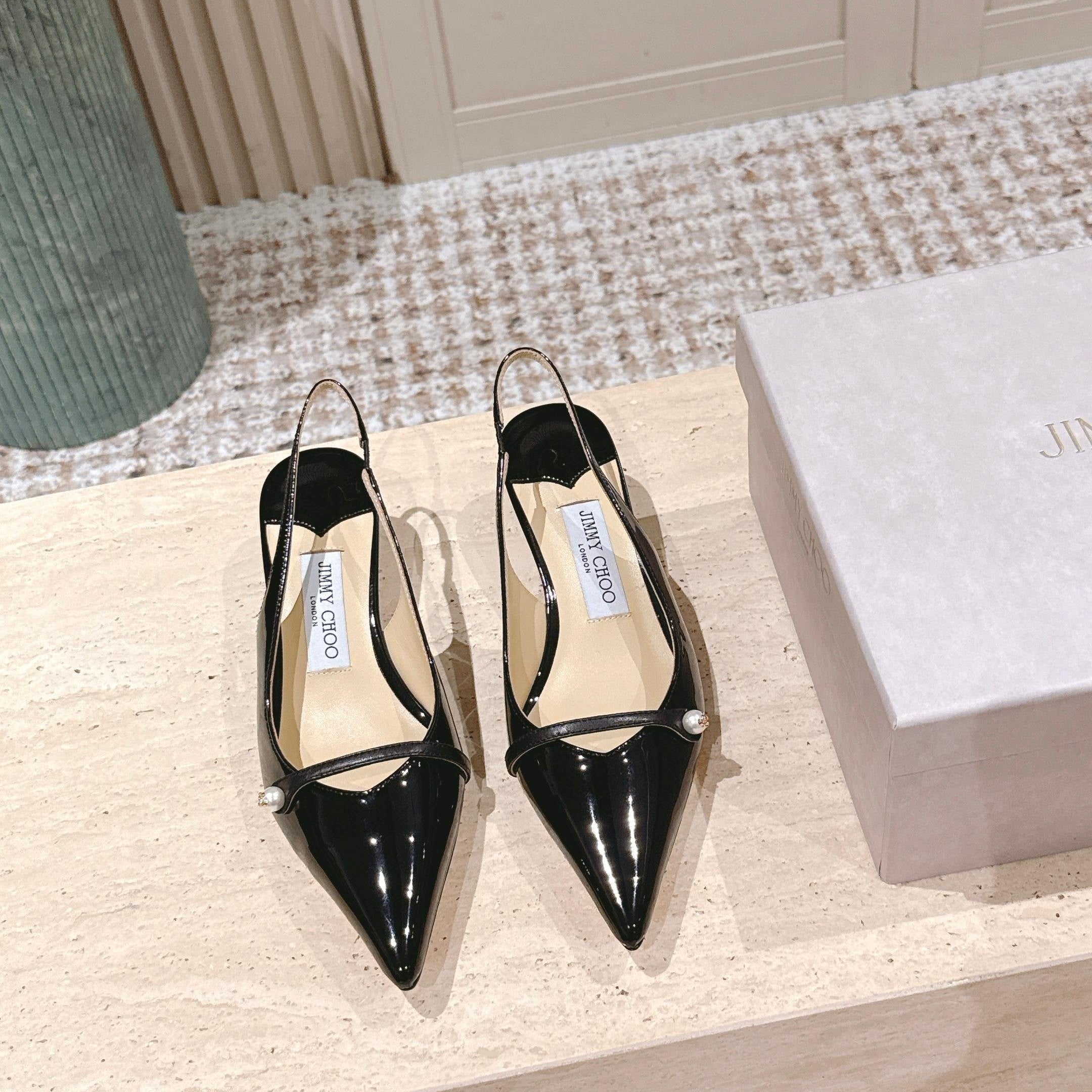 Jimmy 25 Amita Slingback 45mm Black Patent Leather 431858