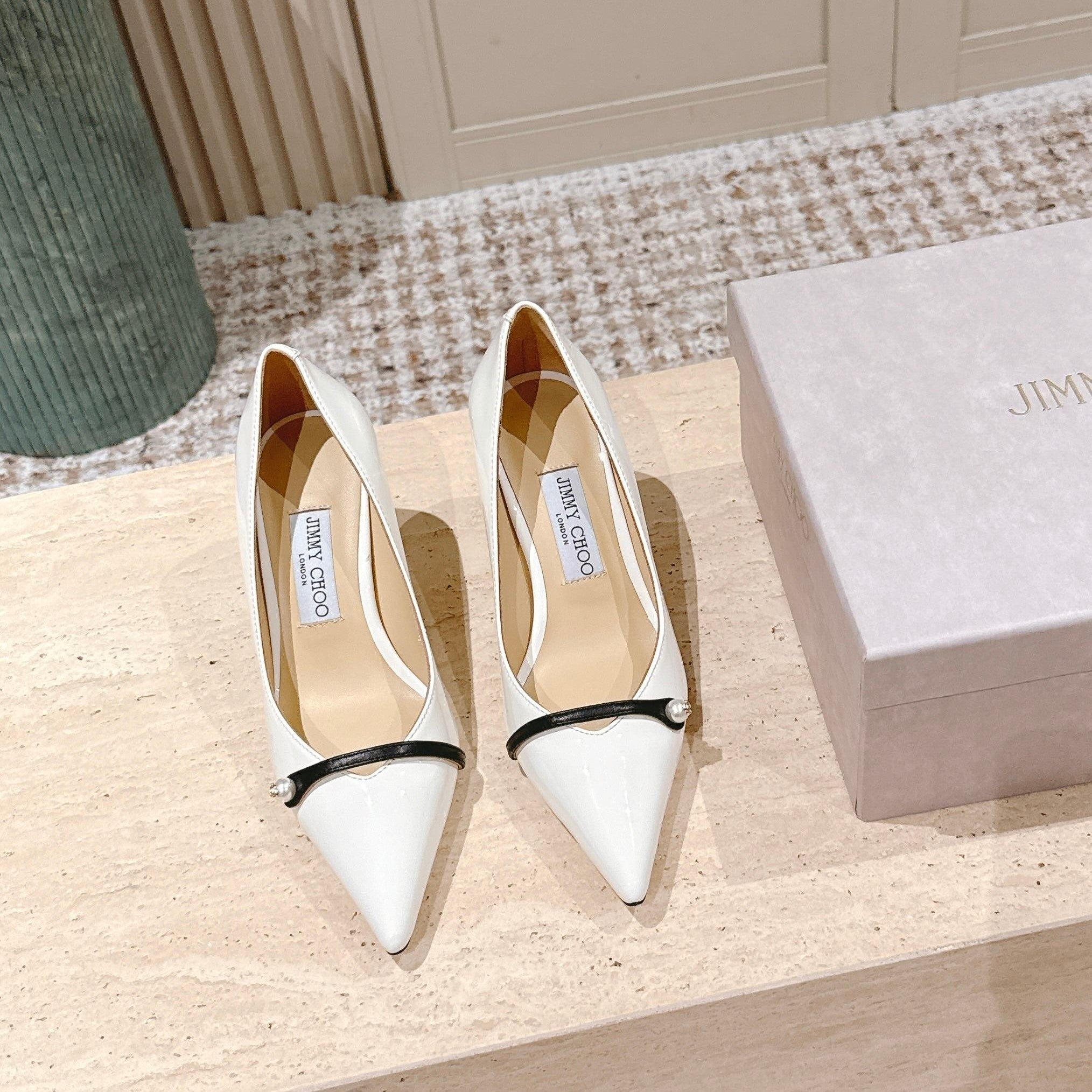 Jimmy 25 Amita Pump 65mm White Patent Leather 431862