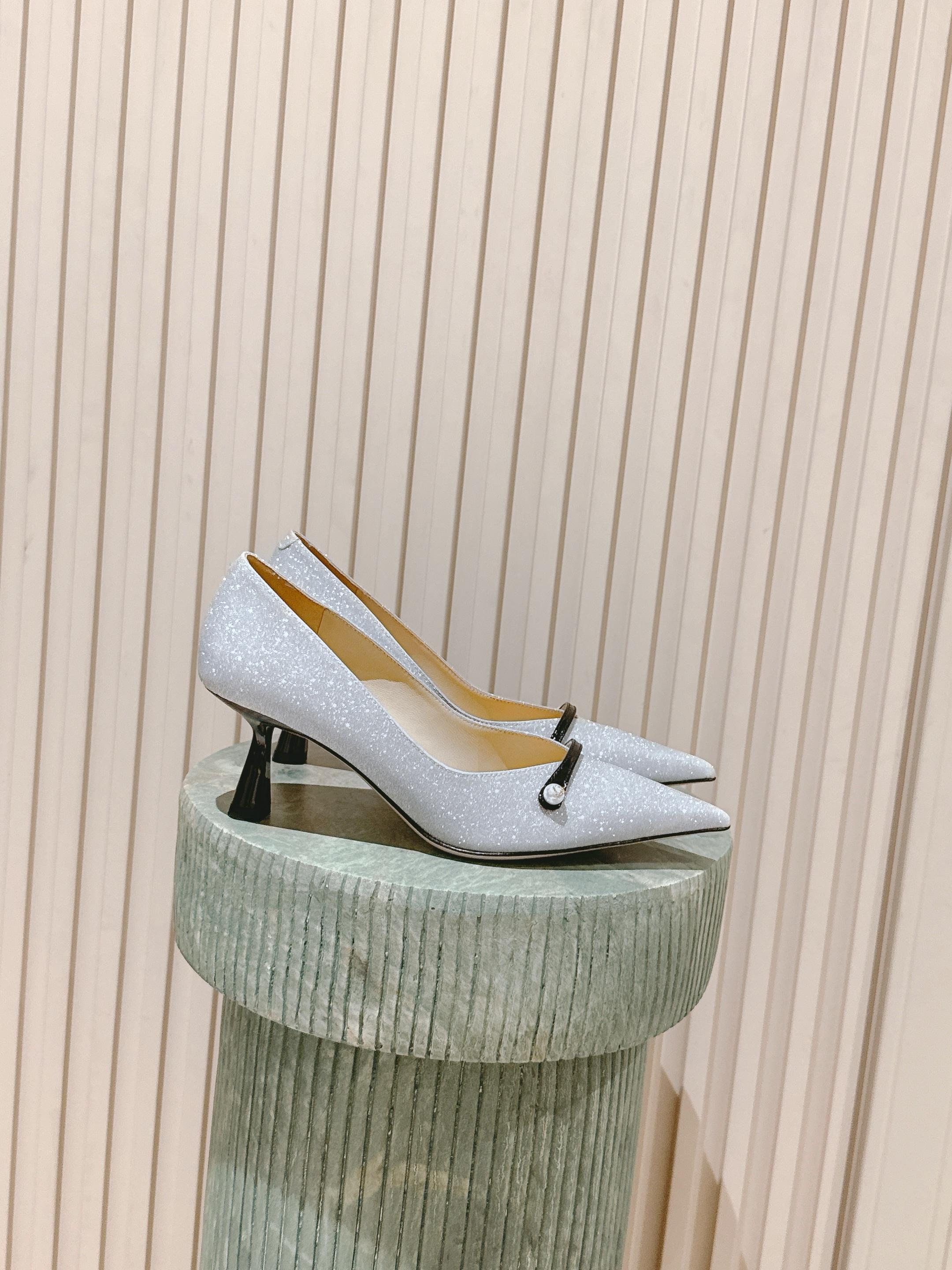 Jimmy 25 Amita Pump 65mm Sliver Glitter & Patent Leather 431864