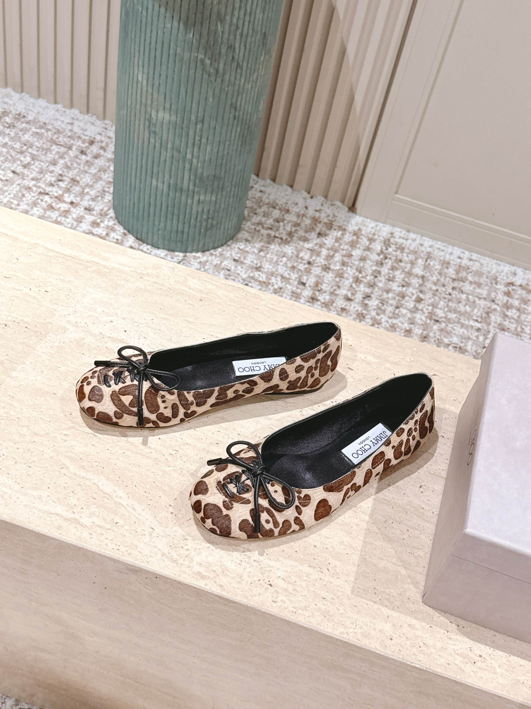 Jimmy 25s Leopard-Print Ballet Flats 10mm Zebra Hair & Sheepskin 431867