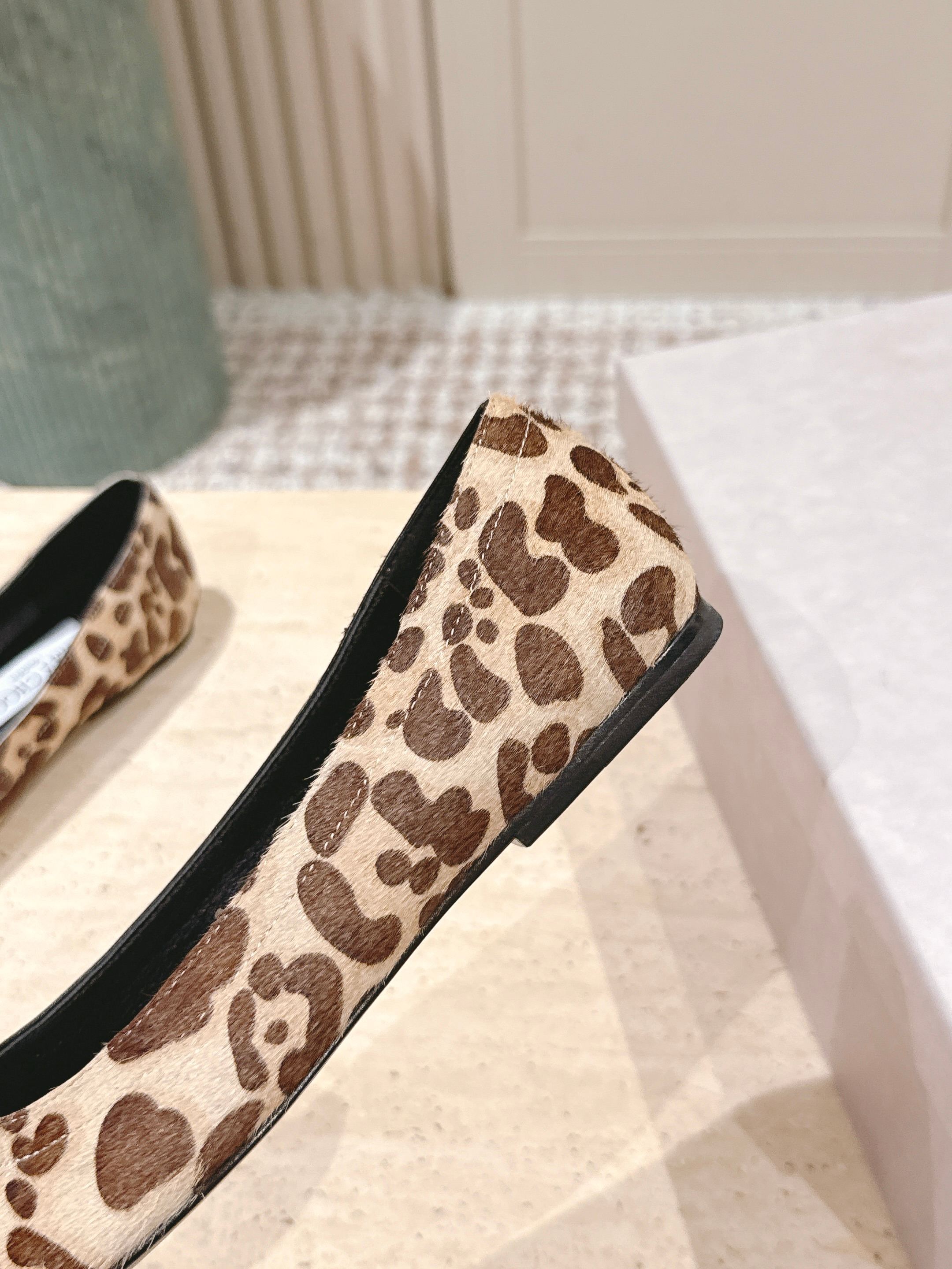 Jimmy 25s Leopard-Print Ballet Flats 10mm Zebra Hair & Sheepskin 431867