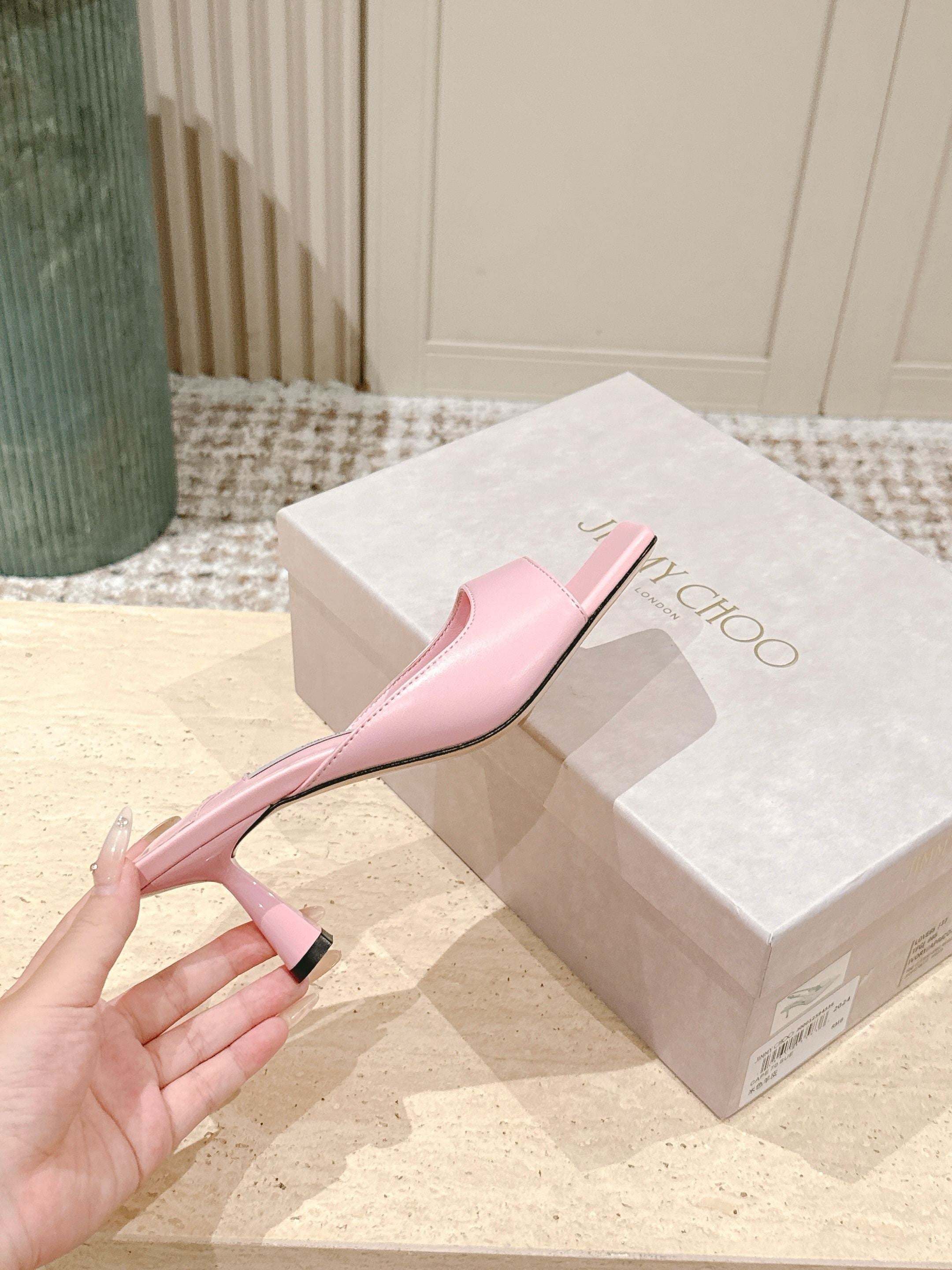 Jimmy 25s Skye Satin Mules 70mm Pink Leather 431872