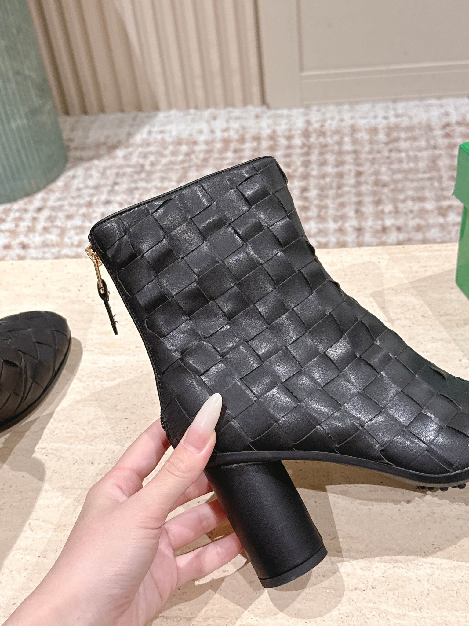 BV 26s Boots 8.5cm Black Intrecciato Lambskin