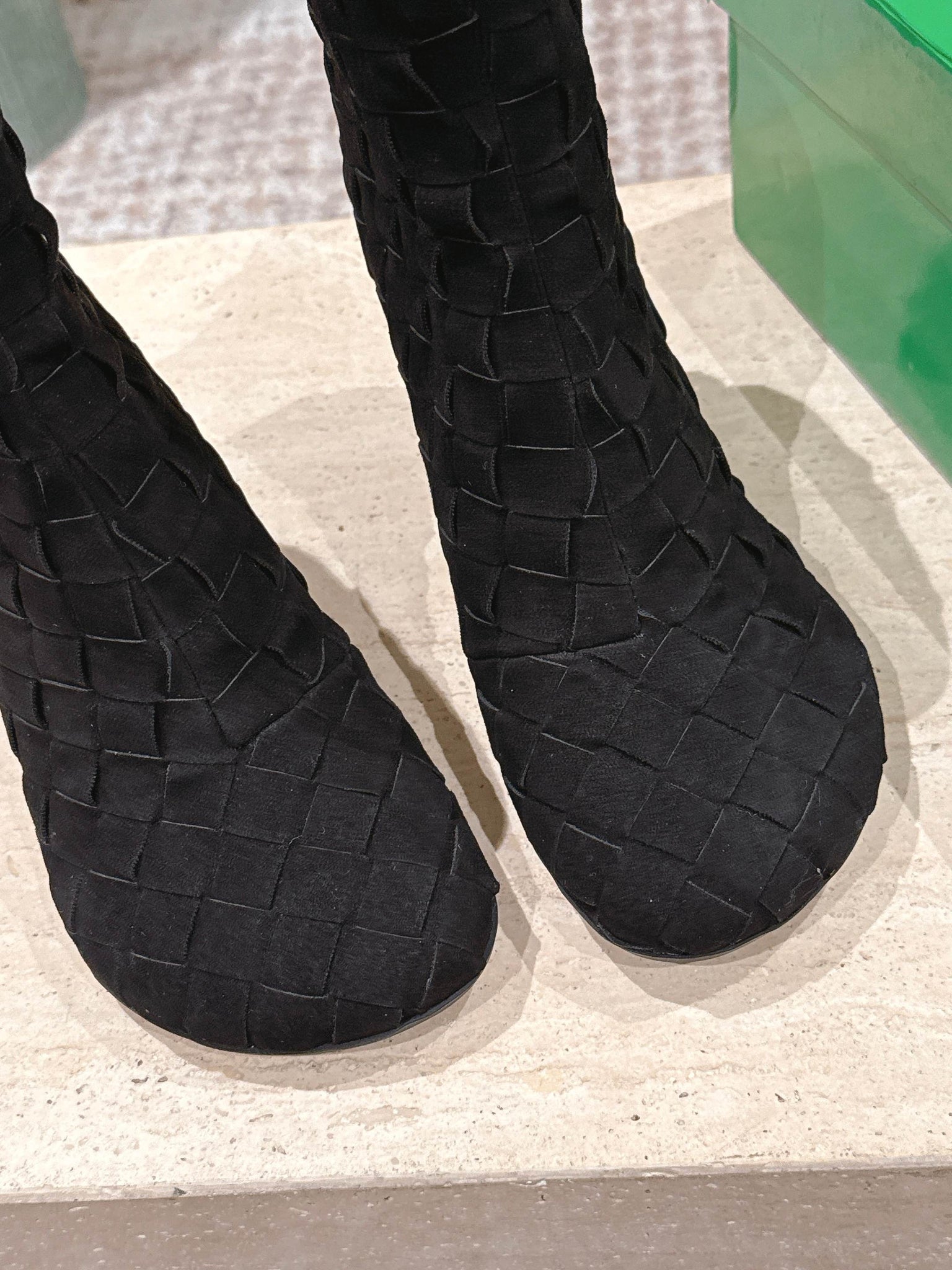 BV 26s Boots 8.5cm Black Intrecciato Suede