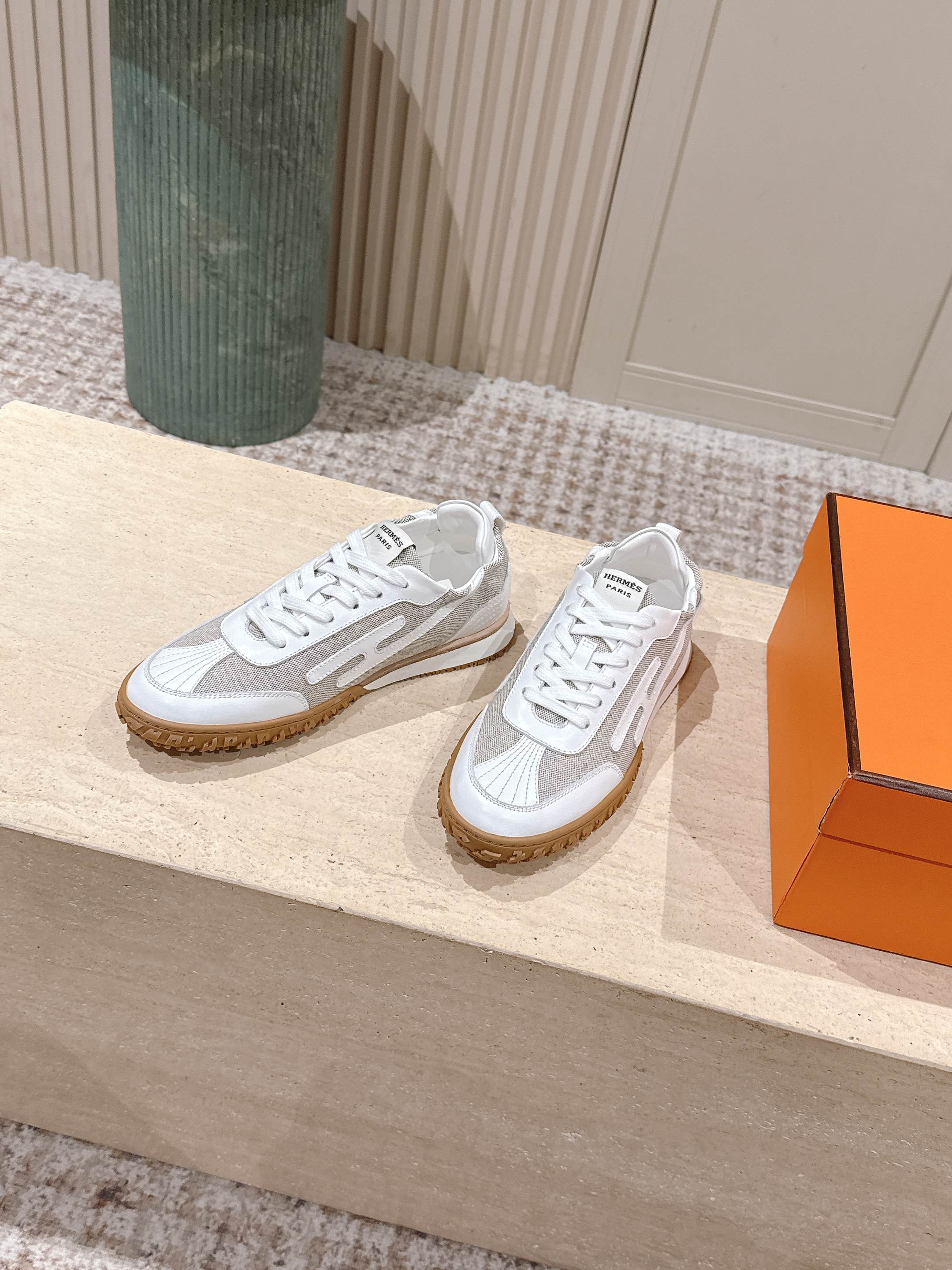 HM Jet Sneaker White Light Grey Mesh Calfskin 583755