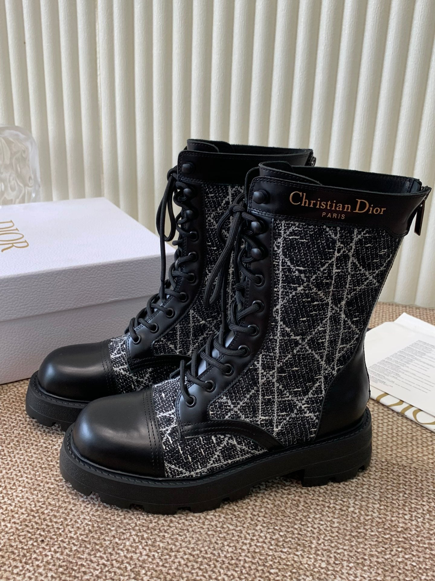 CD D-Unit Ankle Boot In Black Tweed Fabric And Cowhide 113474