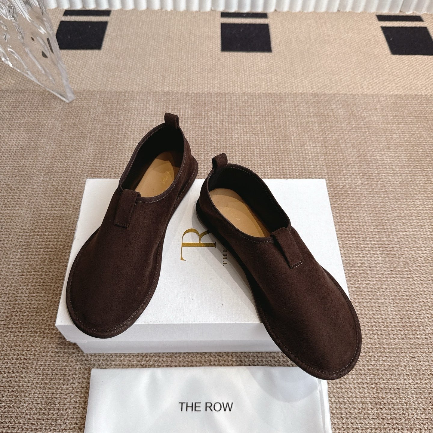 The Row 25ss Flat Shoes Dark Brown Suede 443299