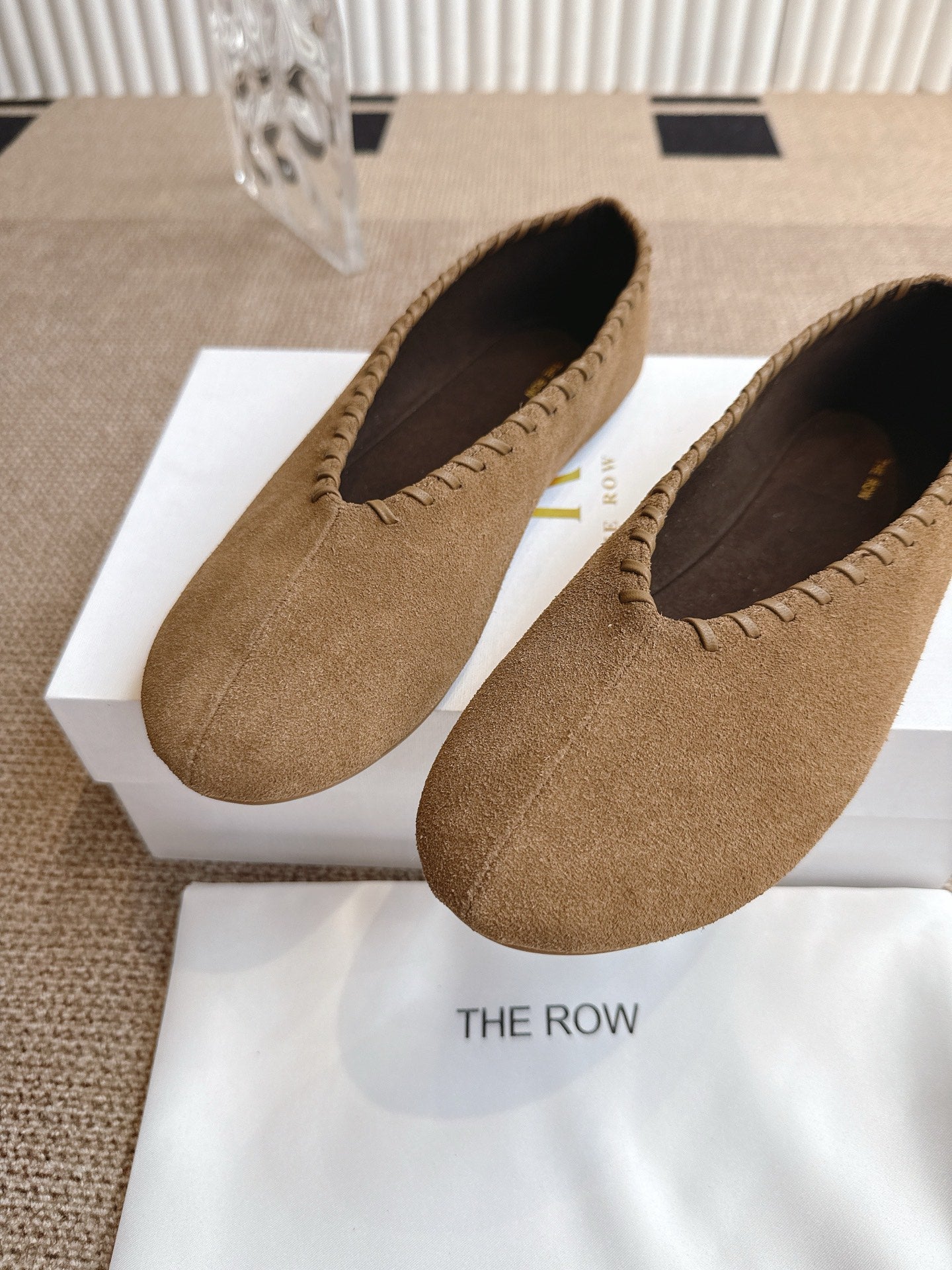 The Row 25ss Ballet Flat Light Brown Nubuck Leather 443302