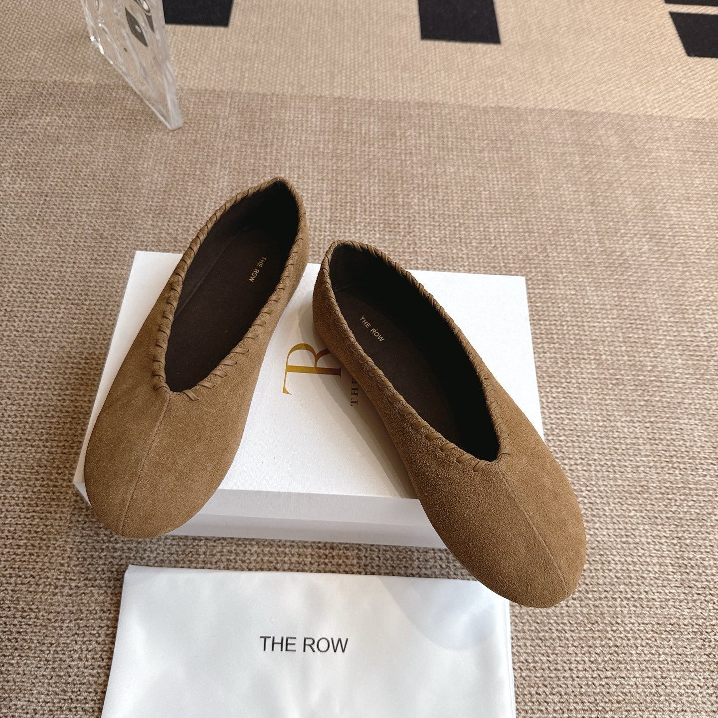 The Row 25ss Ballet Flat Light Brown Nubuck Leather 443302