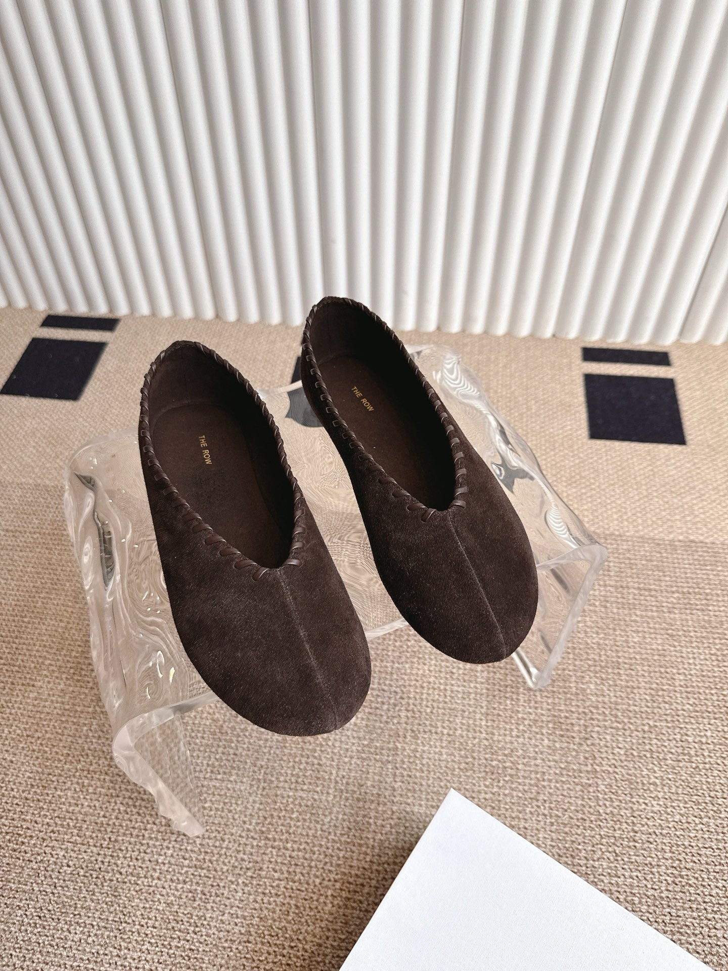 The Row 25ss Ballet Flat Dark Brown Nubuck Leather 443303