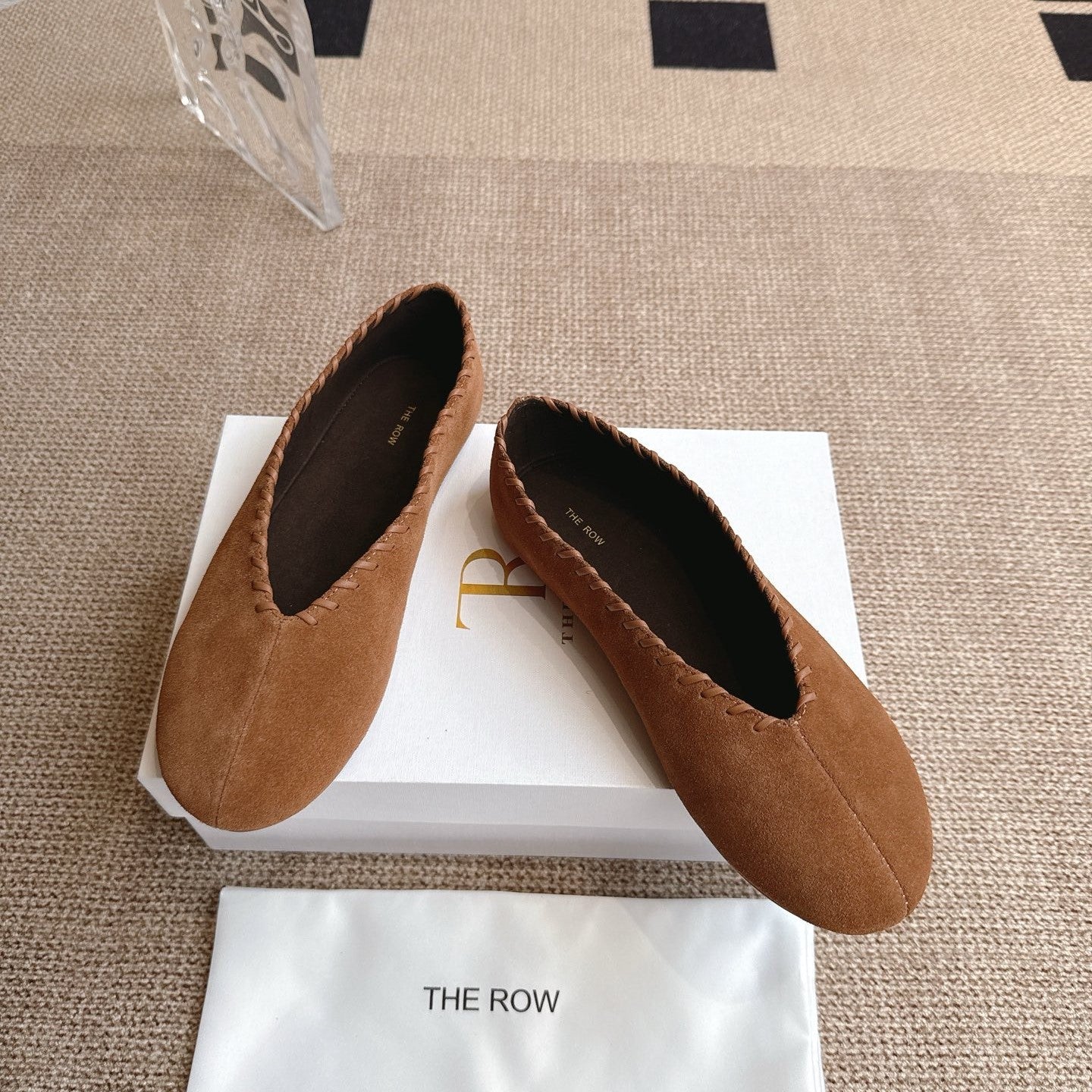 The Row 25ss Ballet Flat Brown Nubuck Leather 443304