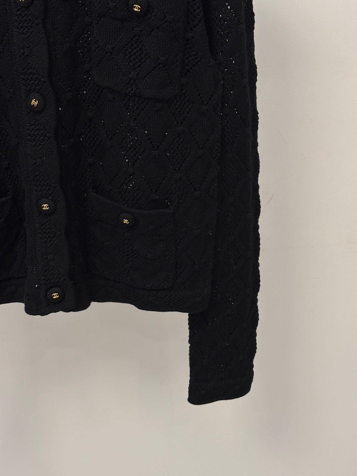 Chanel 26s Cardigan White Black Knit 448072