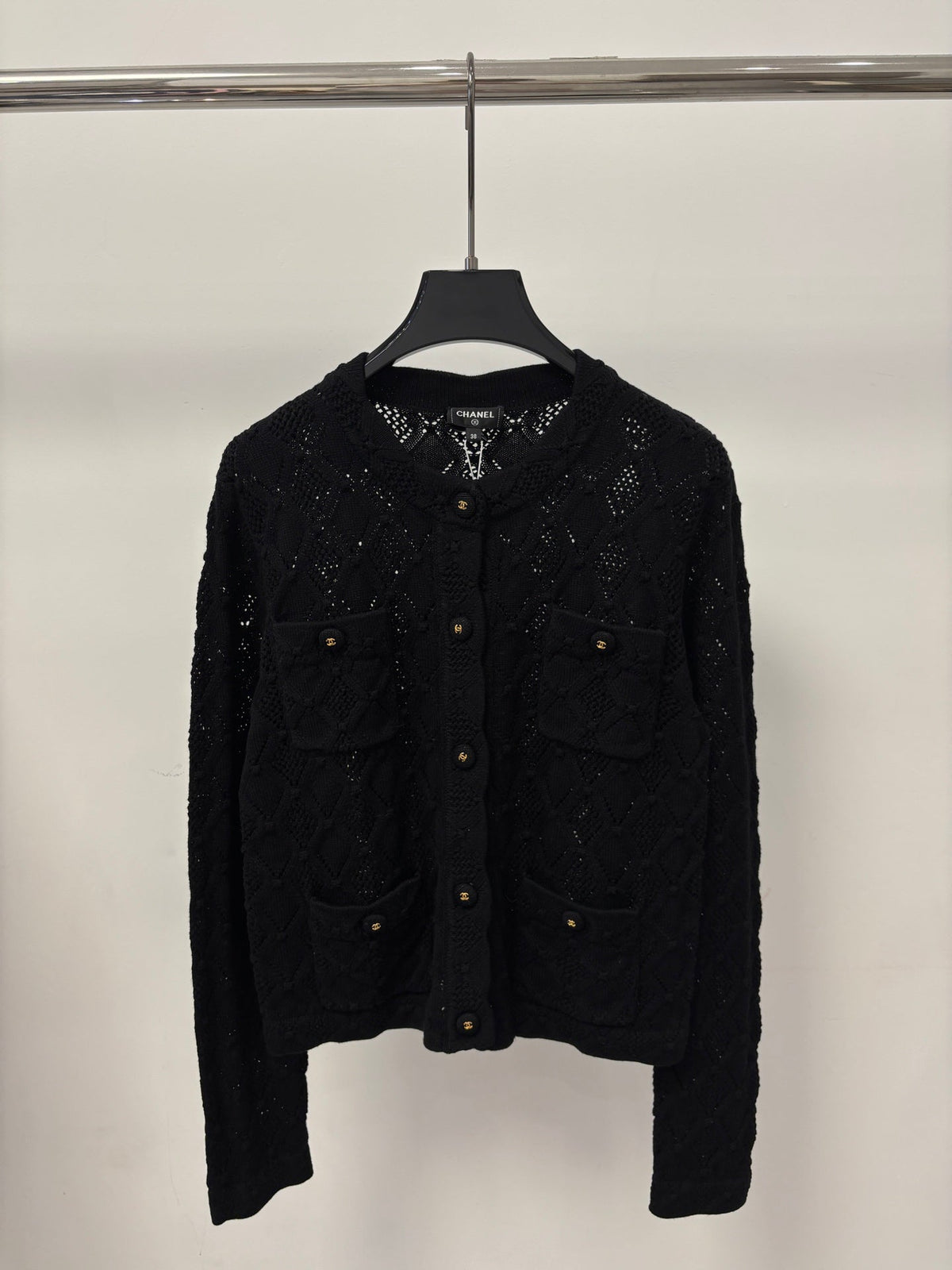 Chanel 26s Cardigan White Black Knit 448072