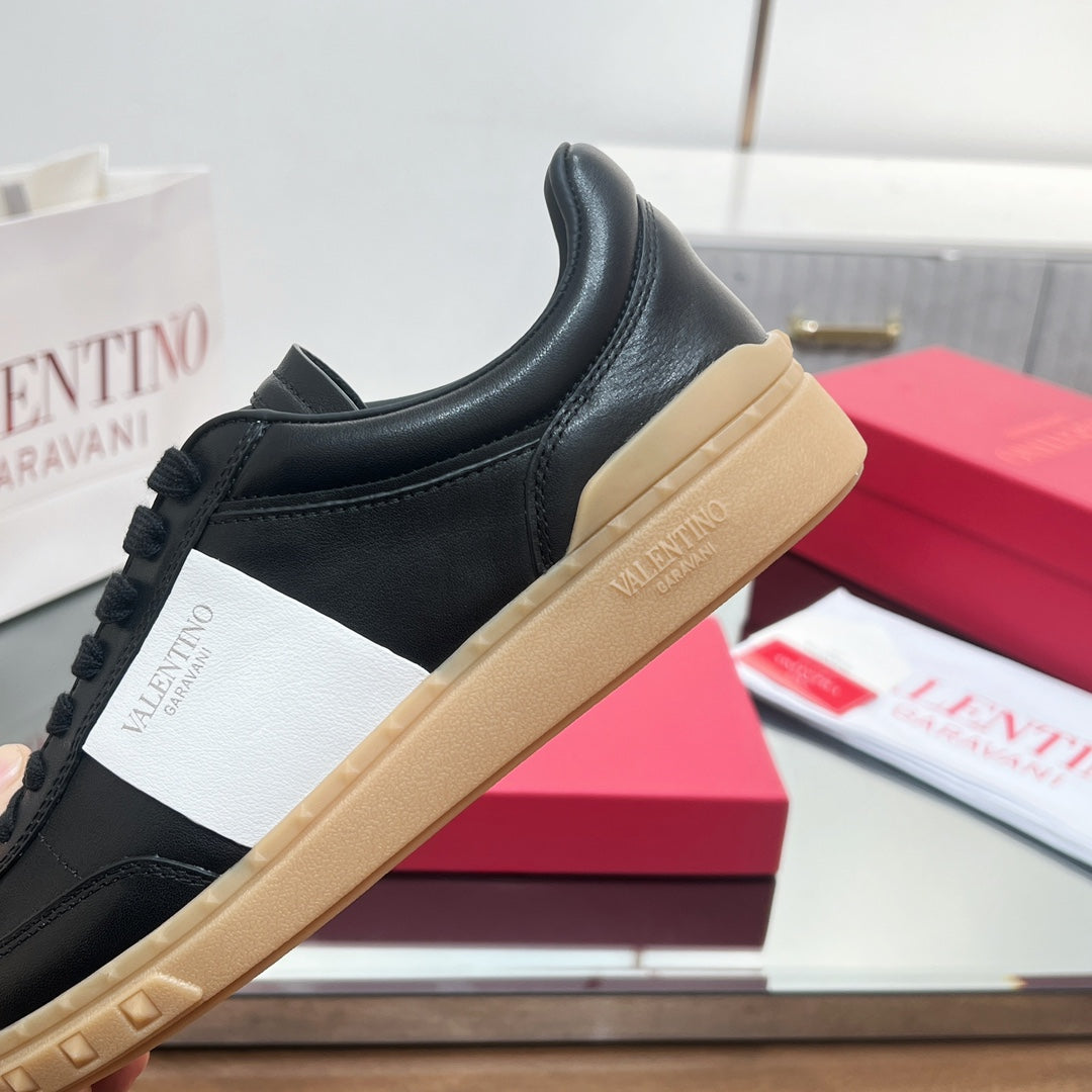 Valentino 25s Upvillage Sneakers In White Mix Black Lambskin