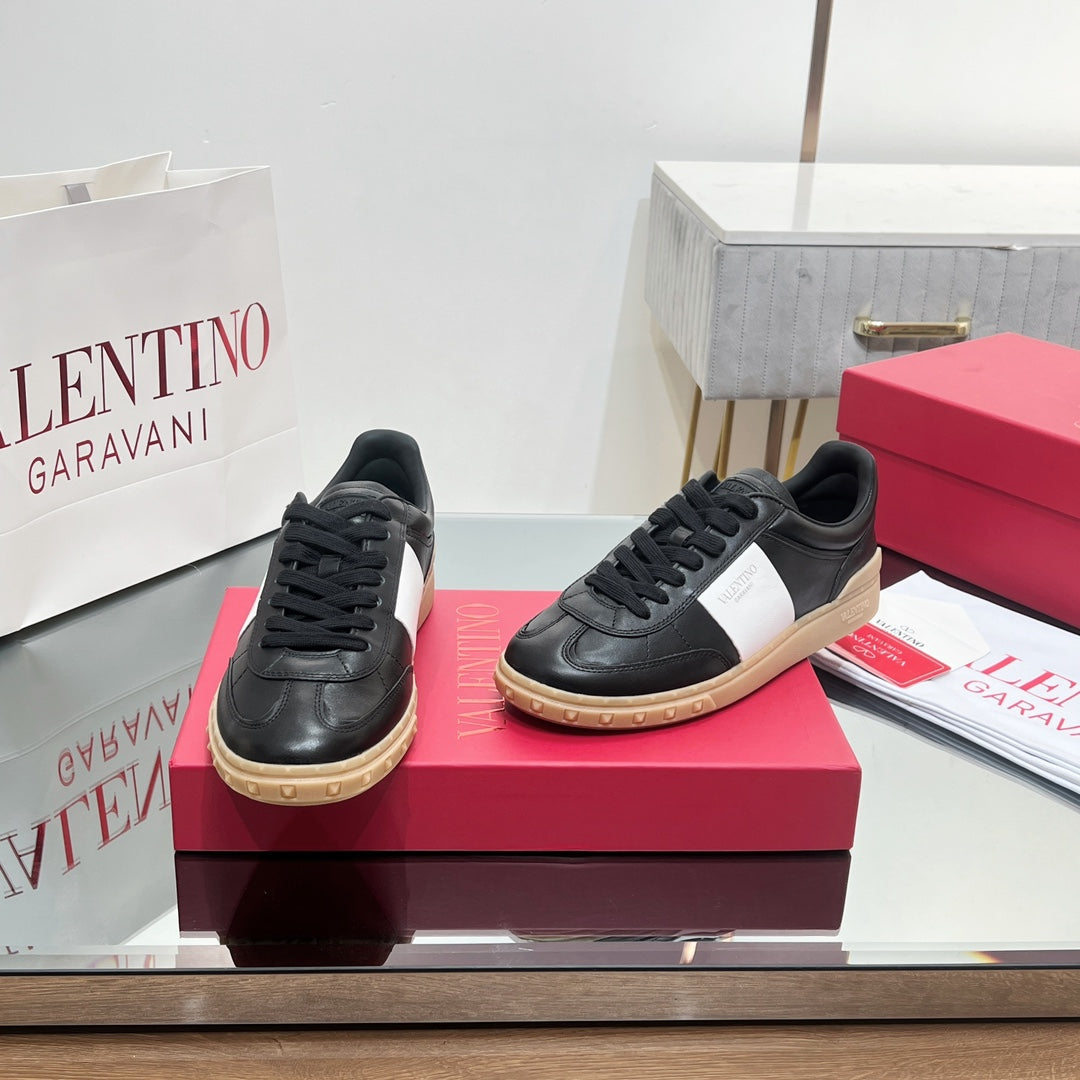 Valentino 25s Upvillage Sneakers In White Mix Black Lambskin