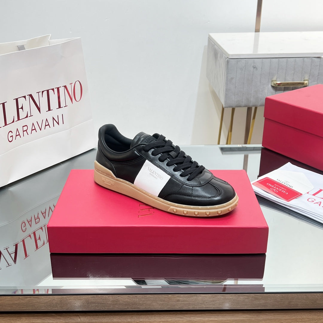 Valentino 25s Upvillage Sneakers In White Mix Black Lambskin