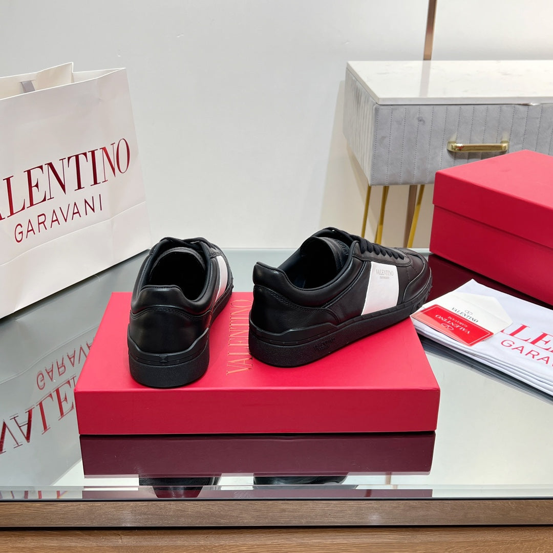 Valentino 25s Upvillage Sneakers In White Mix Black Lambskin