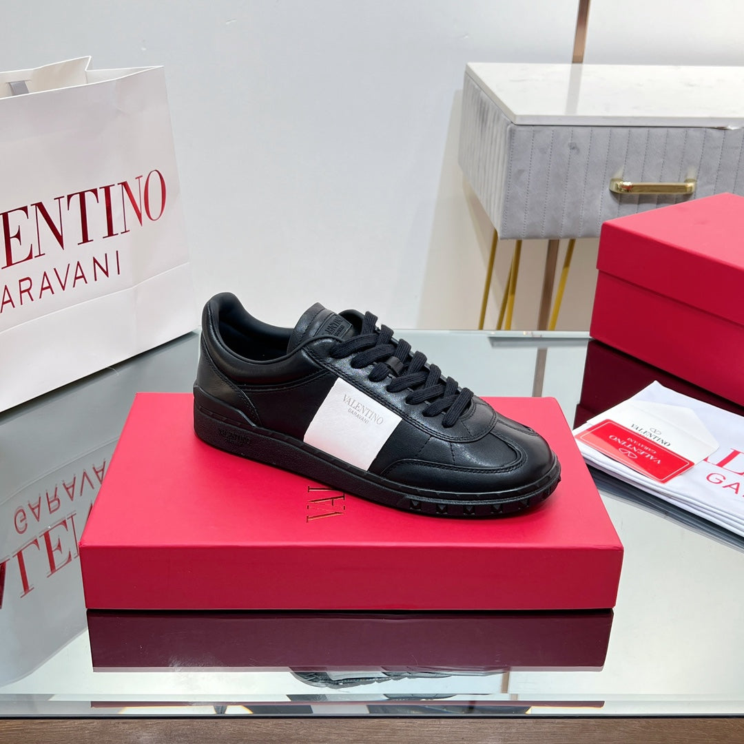 Valentino 25s Upvillage Sneakers In White Mix Black Lambskin