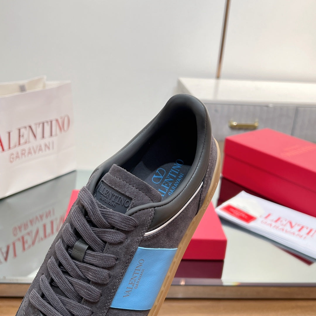 Valentino 25s Upvillage Sneakers In Dark Grey Mix Blue Suede