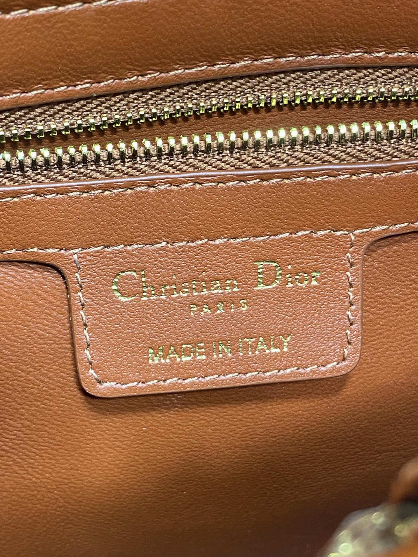 CD 26SS Bow-Adorned Bag Brown Glossy Crocodile Pattern Embossed Calfskin 272523