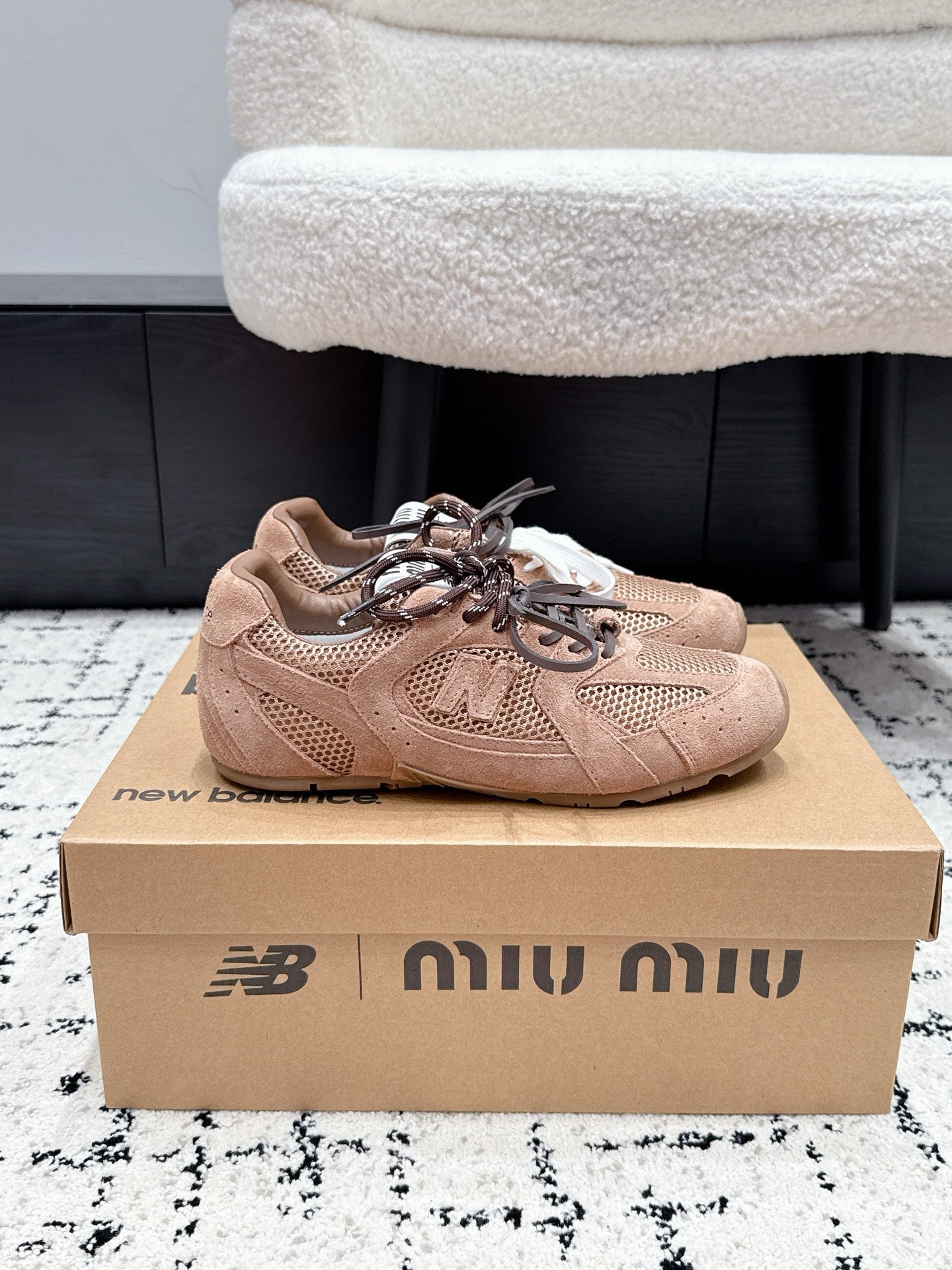 Miu 530 Casual Sneaker Light Brown Suede Mesh 880613