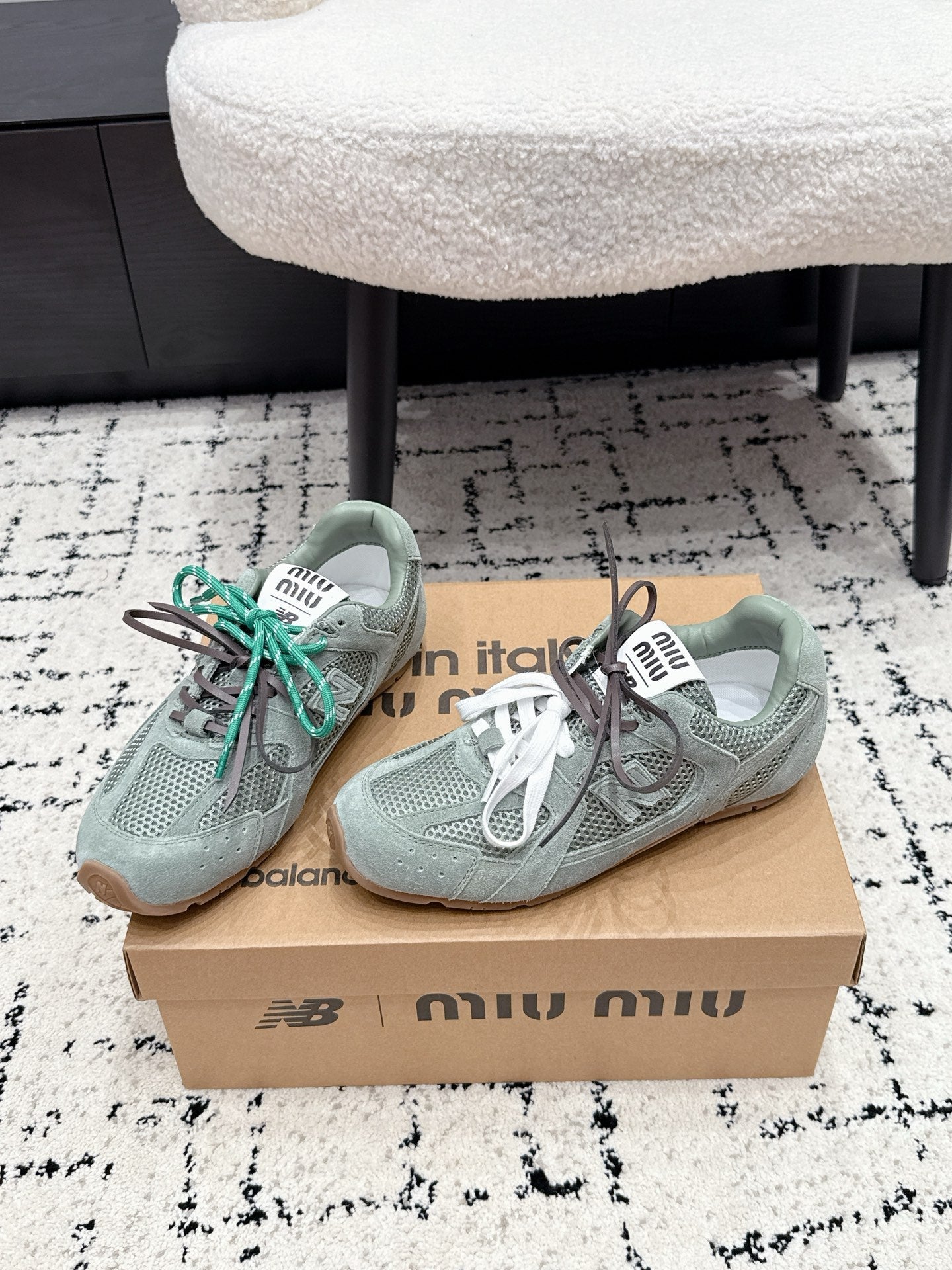 Miu 530 Casual Sneaker Teal Green Suede Mesh 880616
