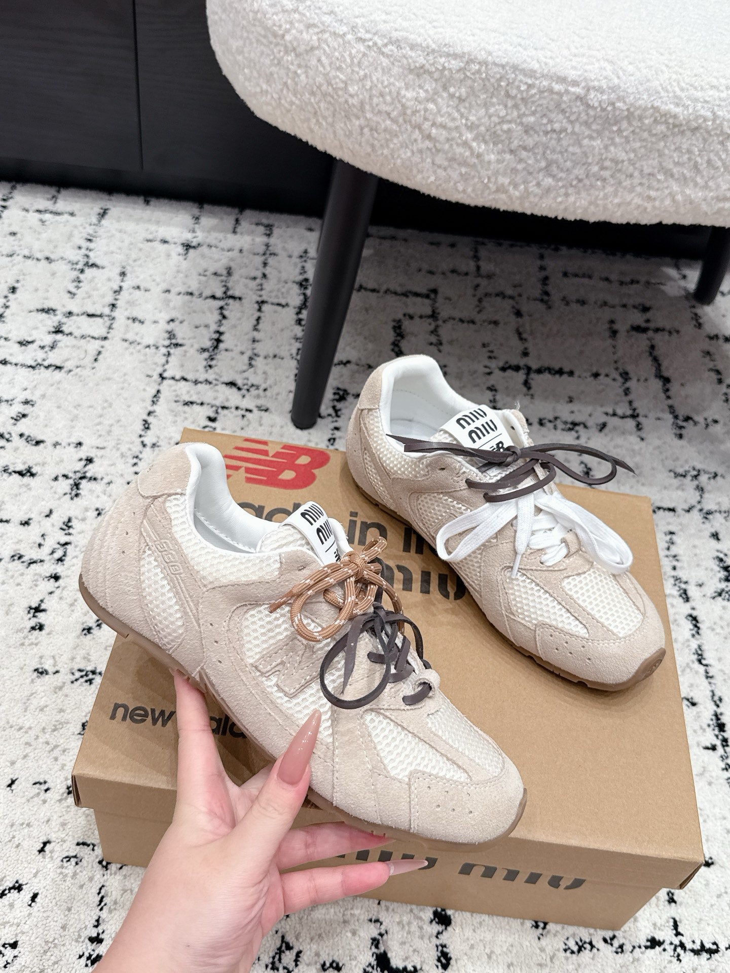 Miu 530 Casual Sneaker Light Grey White Suede Mesh 880617