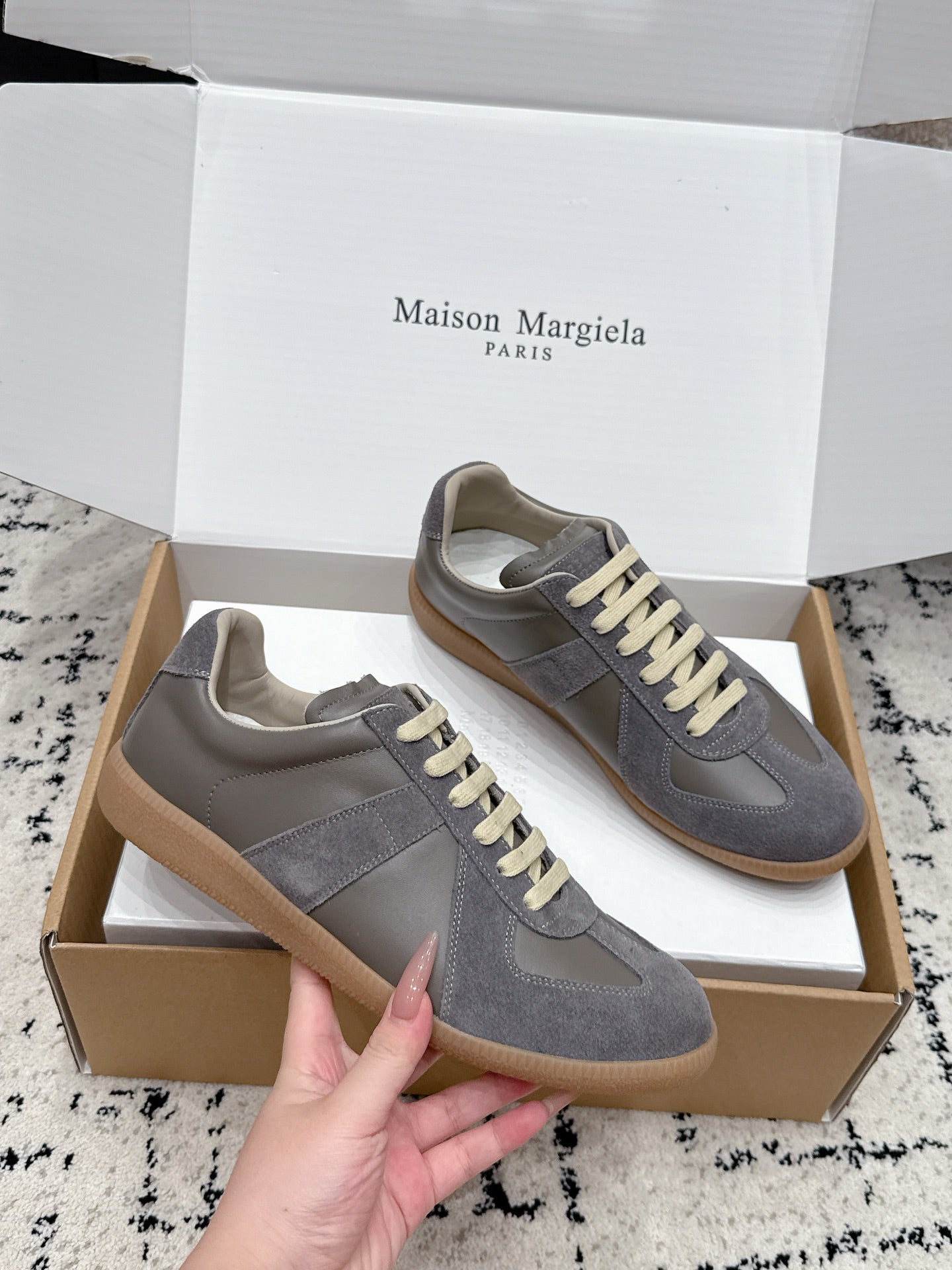 MM6 Replica Casual Sneaker Dark Grey Sheepskin Suede 881190