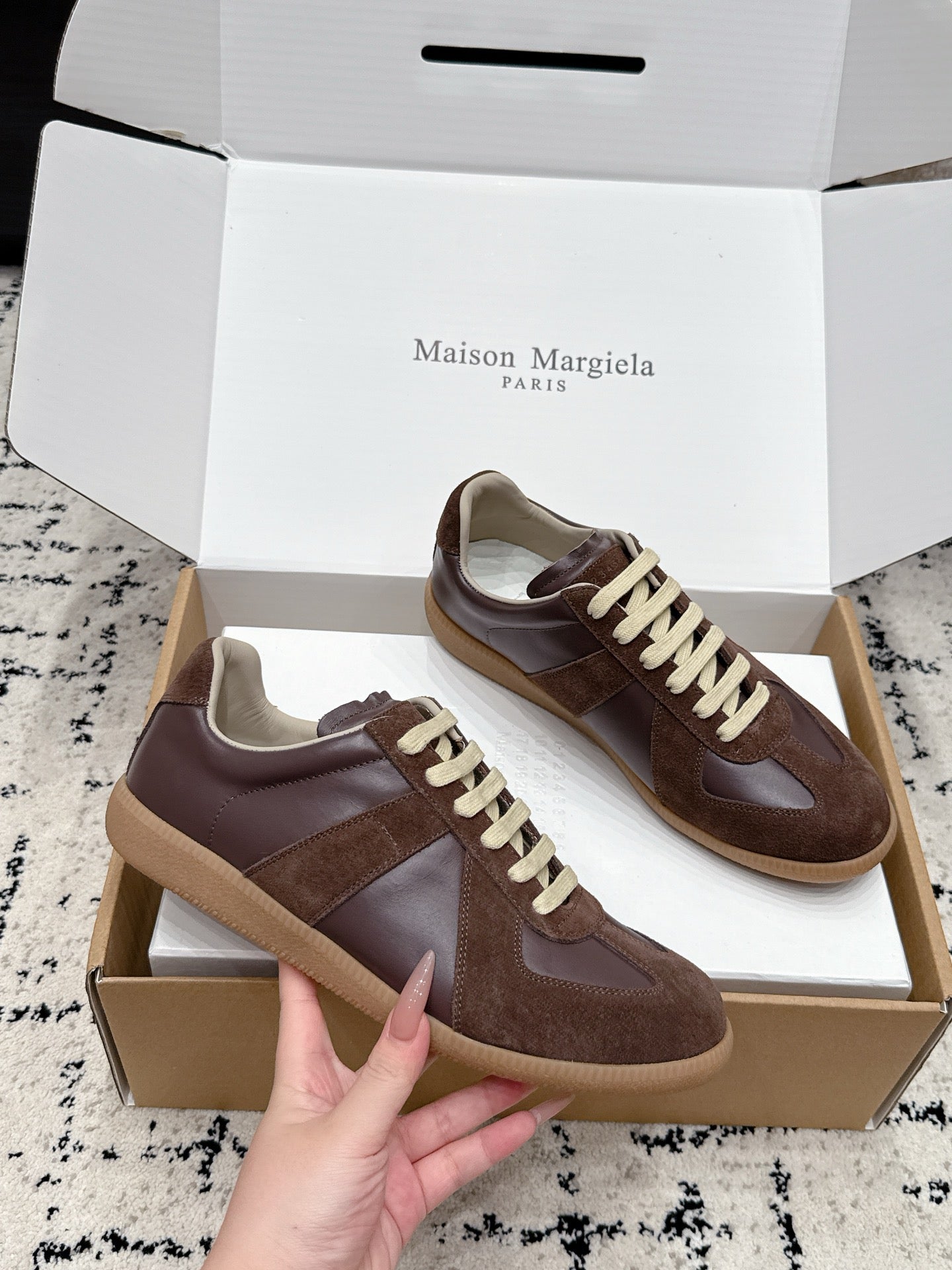 MM6 Replica Casual Sneaker Coffee Sheepskin Suede 881197