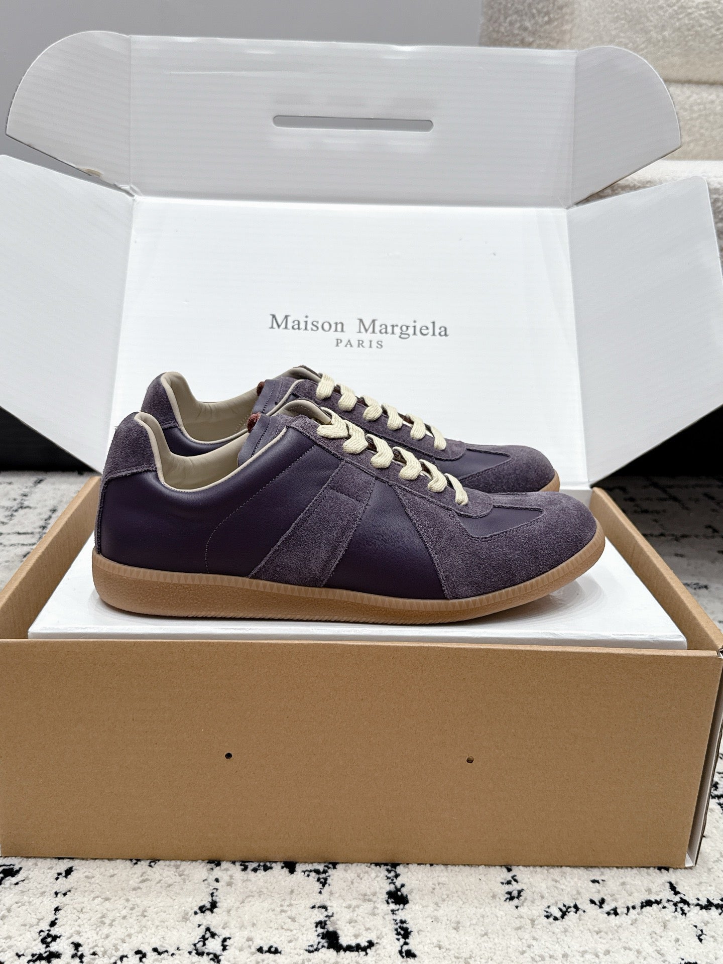 MM6 Replica Casual Sneaker Light Purple Sheepskin Suede 881199