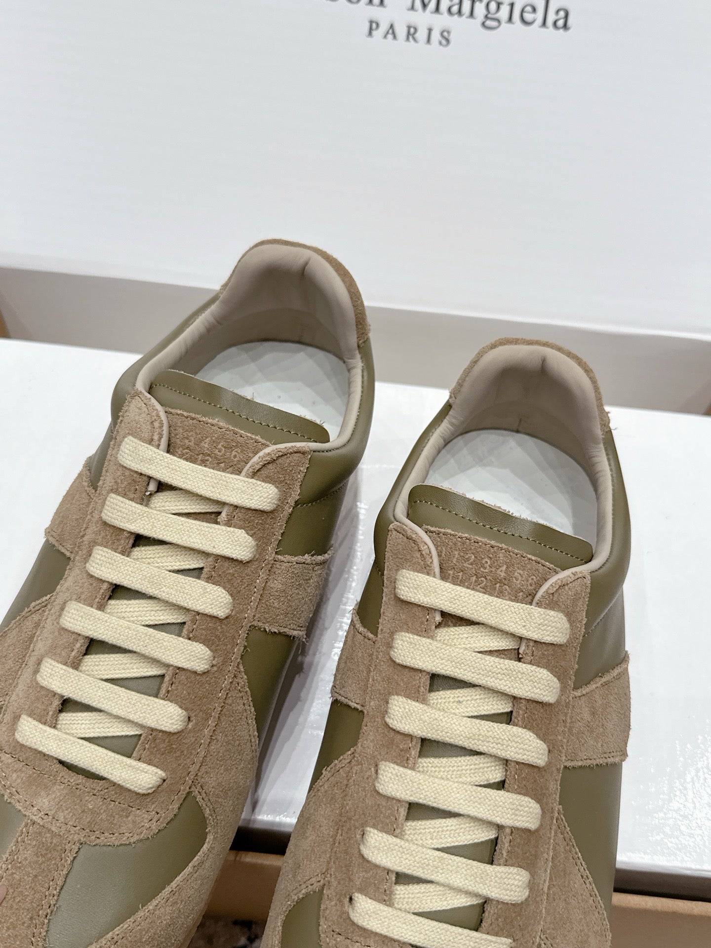 MM6 Replica Casual Sneaker Taupe Sheepskin Suede 881202