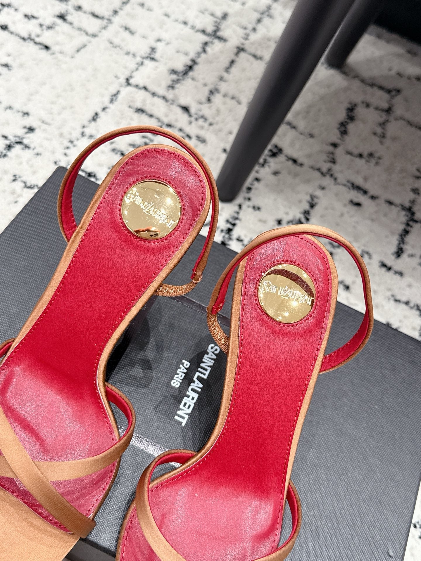 YSL Kirat Sandal 9.5cm Brown Satin 847153